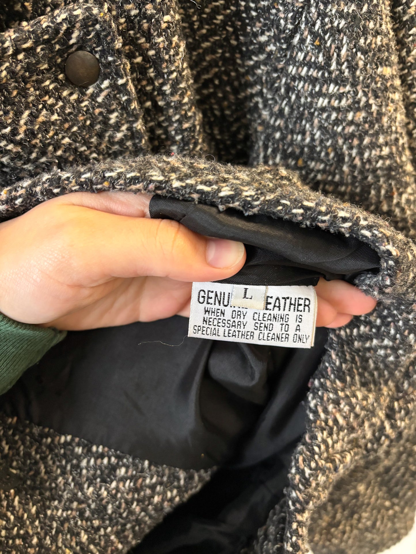 Tweed & Leather Jacket : L
