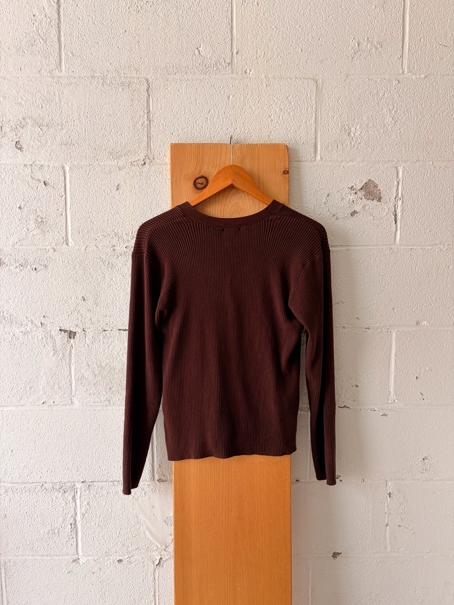 Brown Ribbed Cardigan : M