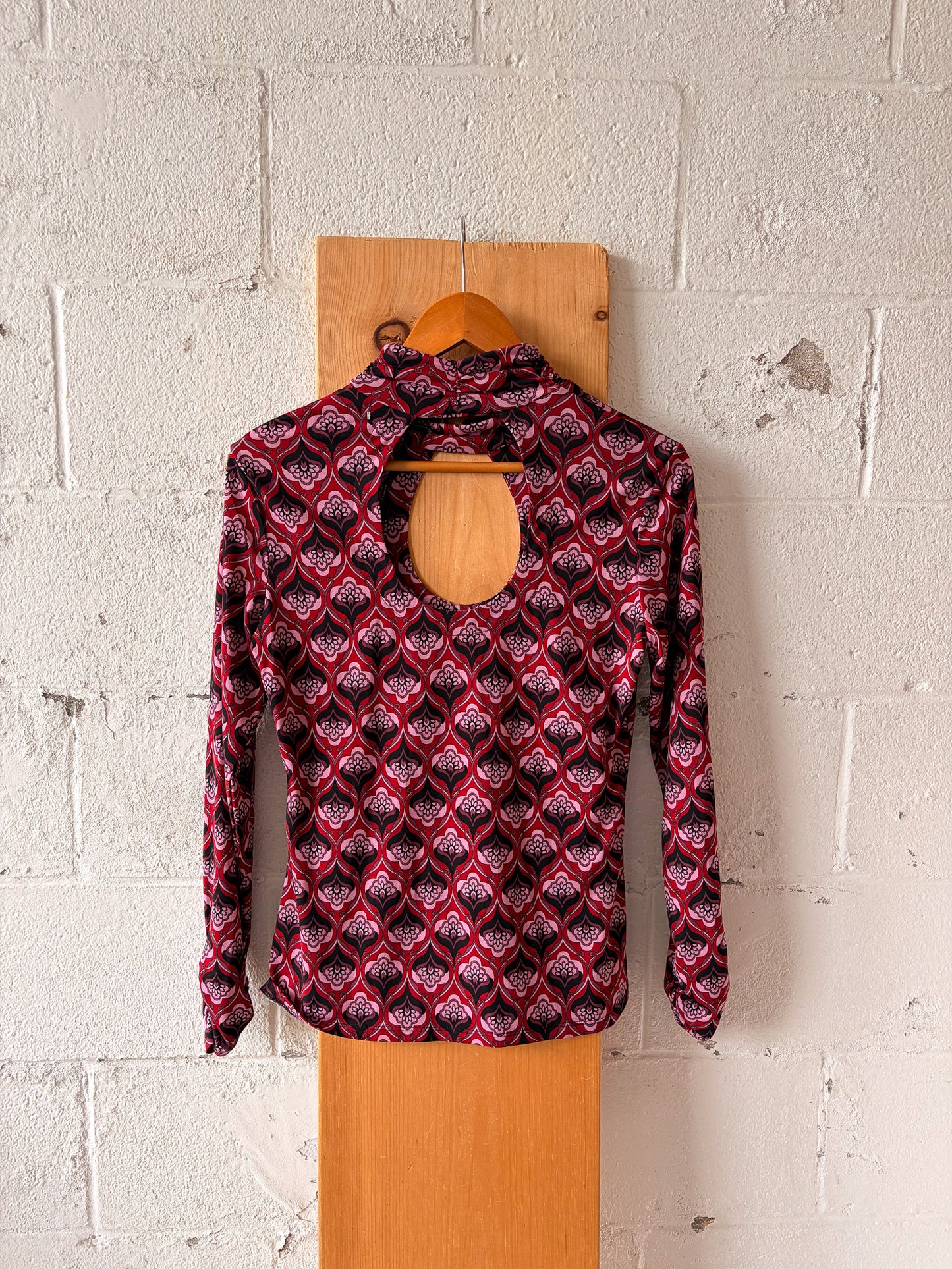 Pink Patterned Cut Out Top : L