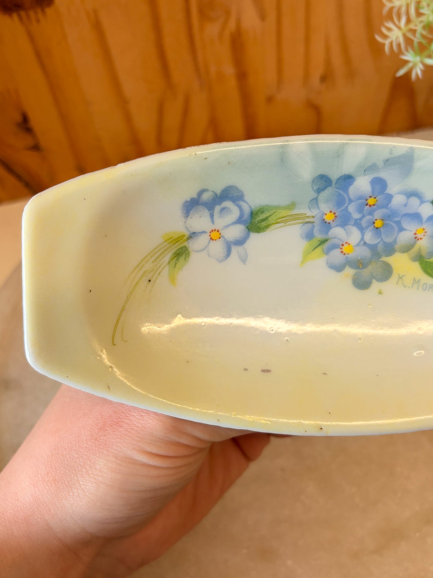 Vtg Hand Painted Floral Dish
