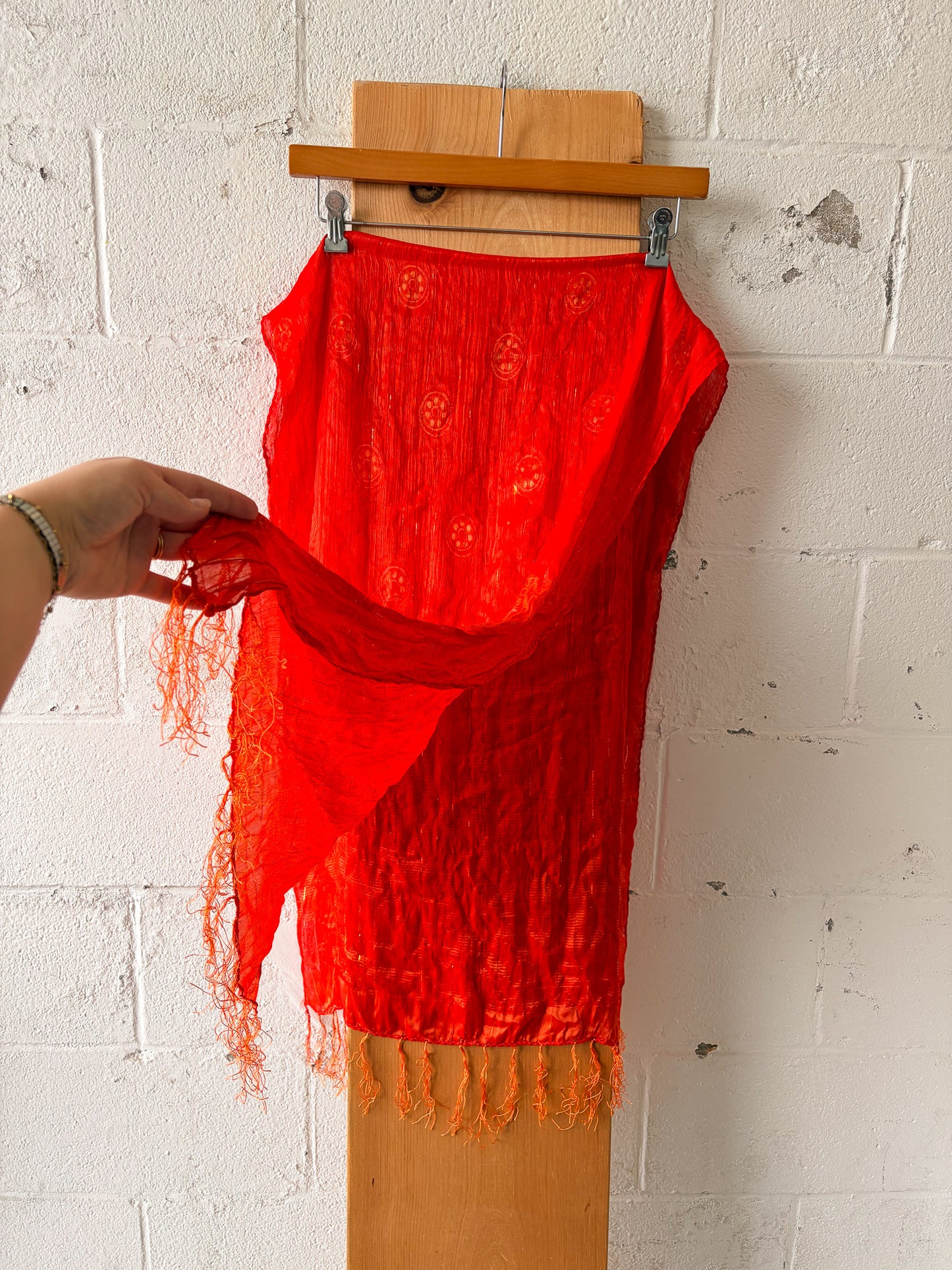 Boho Orange Tassel Scarf