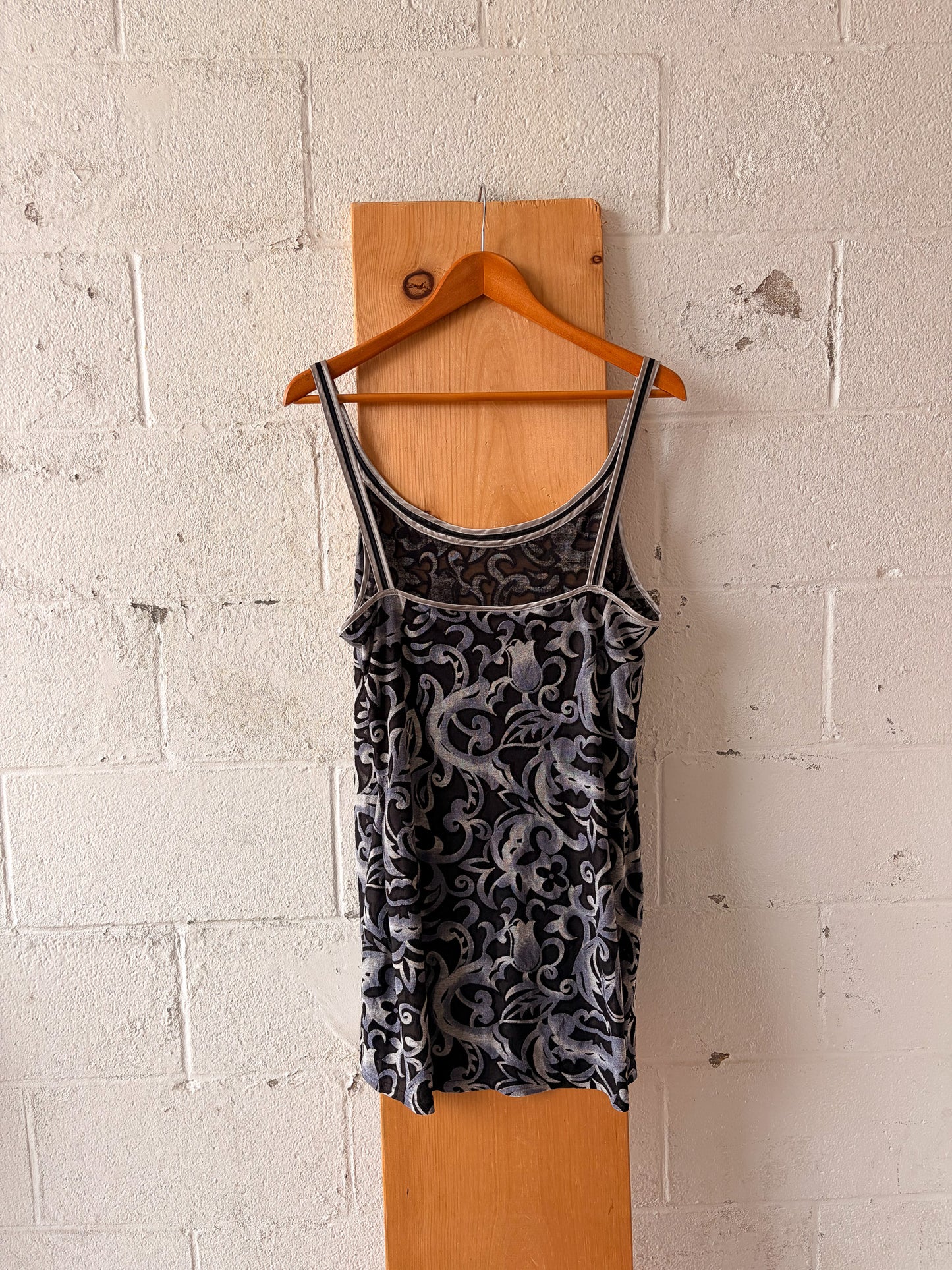 Semi Sheer Printed Mini Dress : M