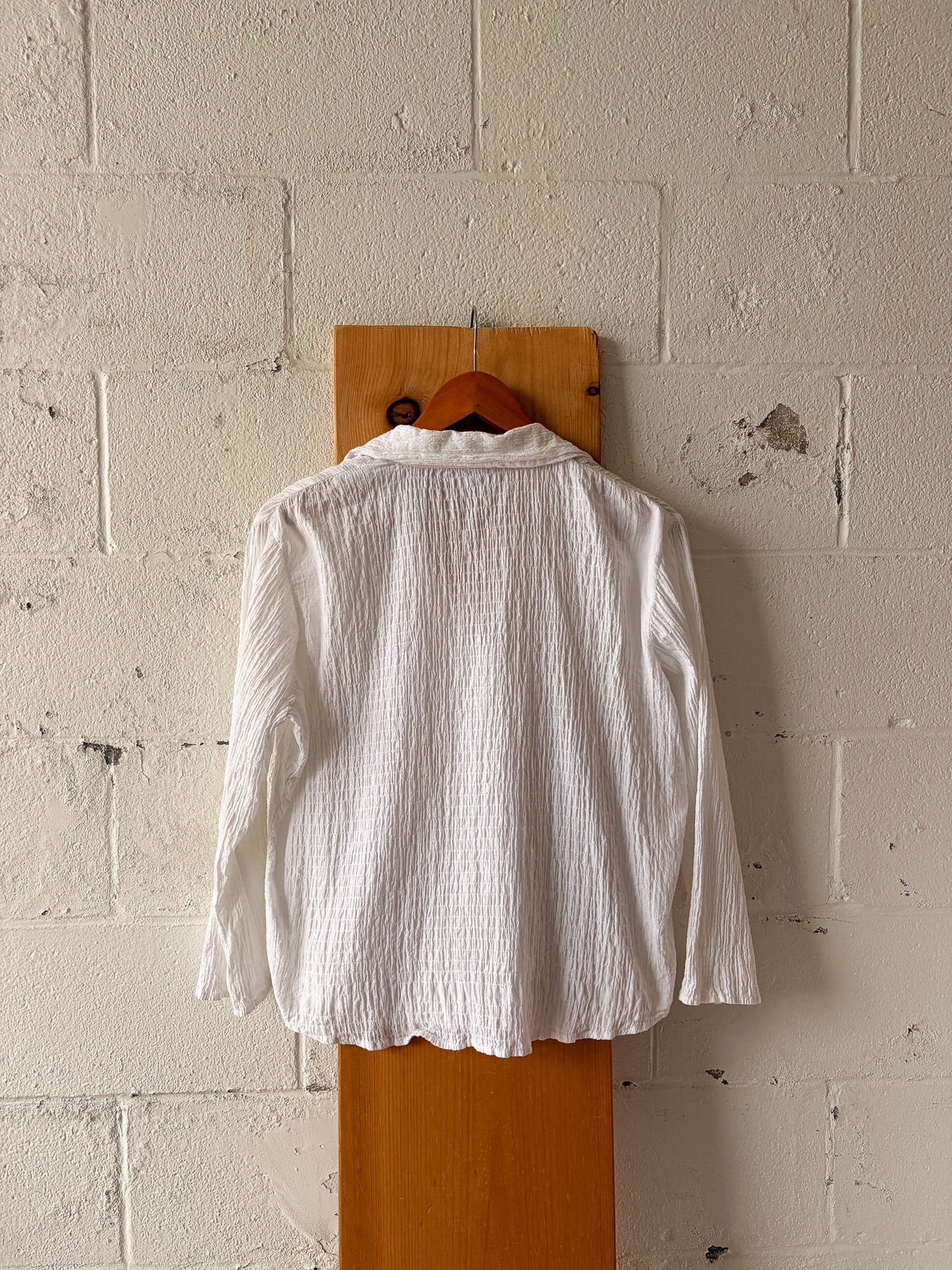 Vtg Textured White Blouse : L