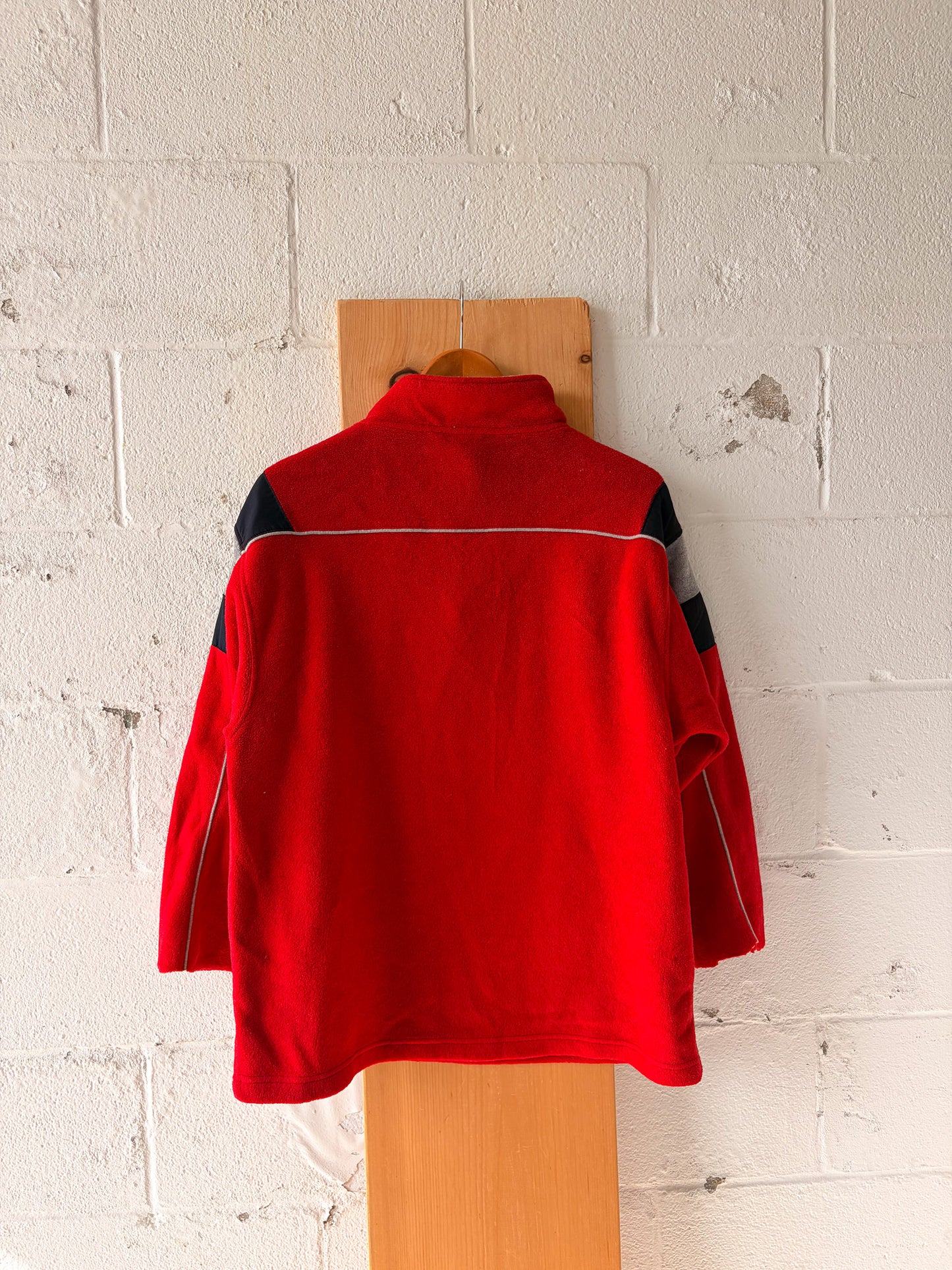 Striped Red Fleece Quarter Zip : Youth XL (As Is)