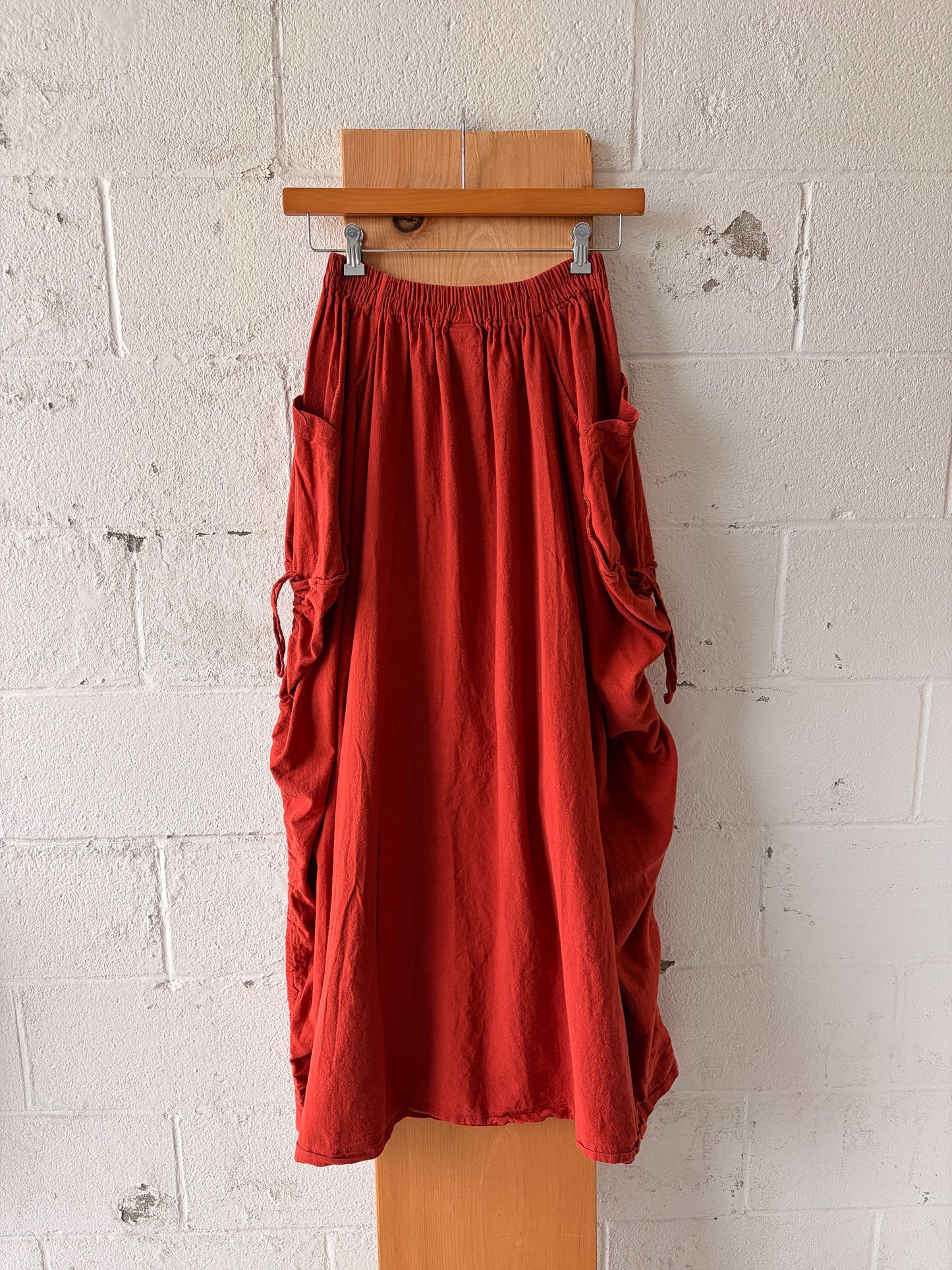Boho Orange Side Cinch Parachute Skirt : S/M