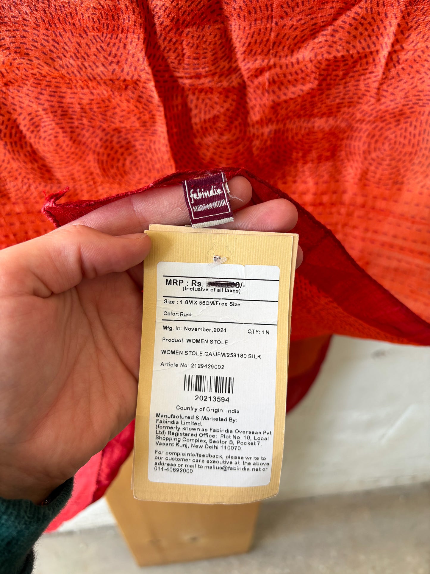 Orange & Red Silk Scarf