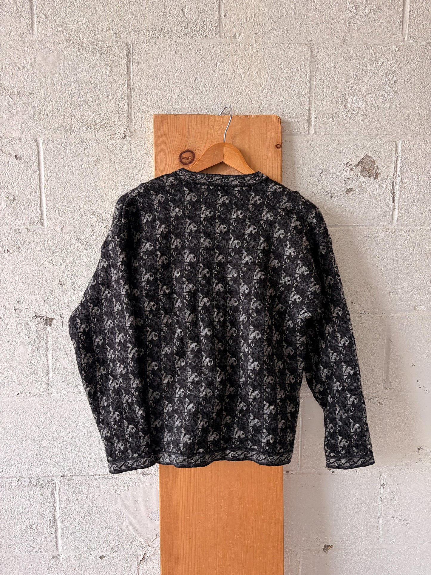 Vtg Floral Wool Cardigan : M
