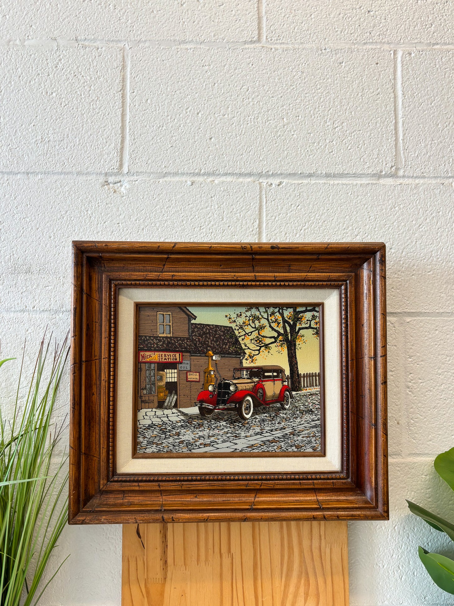 H. Hargrove Framed Service Station Painting Print (Local Pick Up Only)