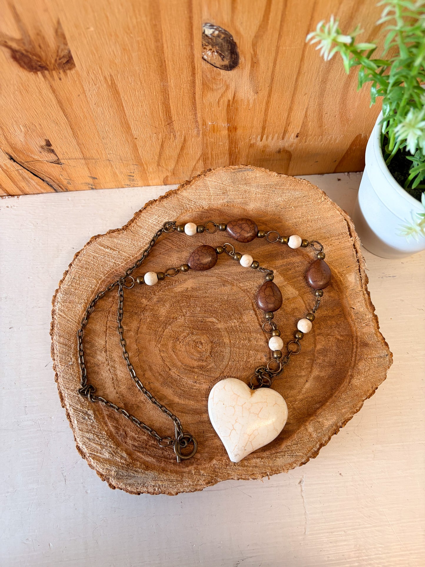 Stone Beaded Heart Necklace