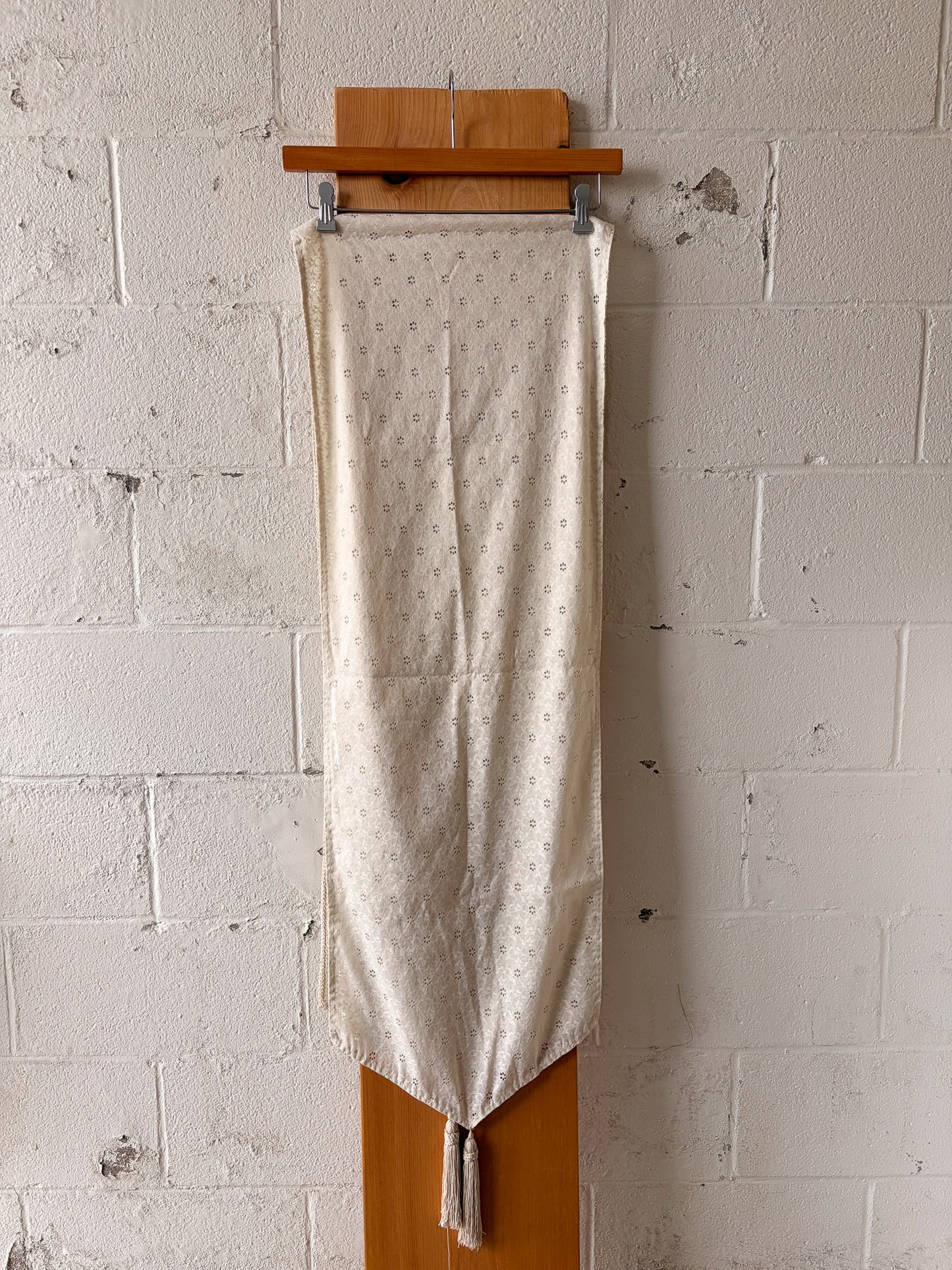 Ivory Lace Tassel Table Runner