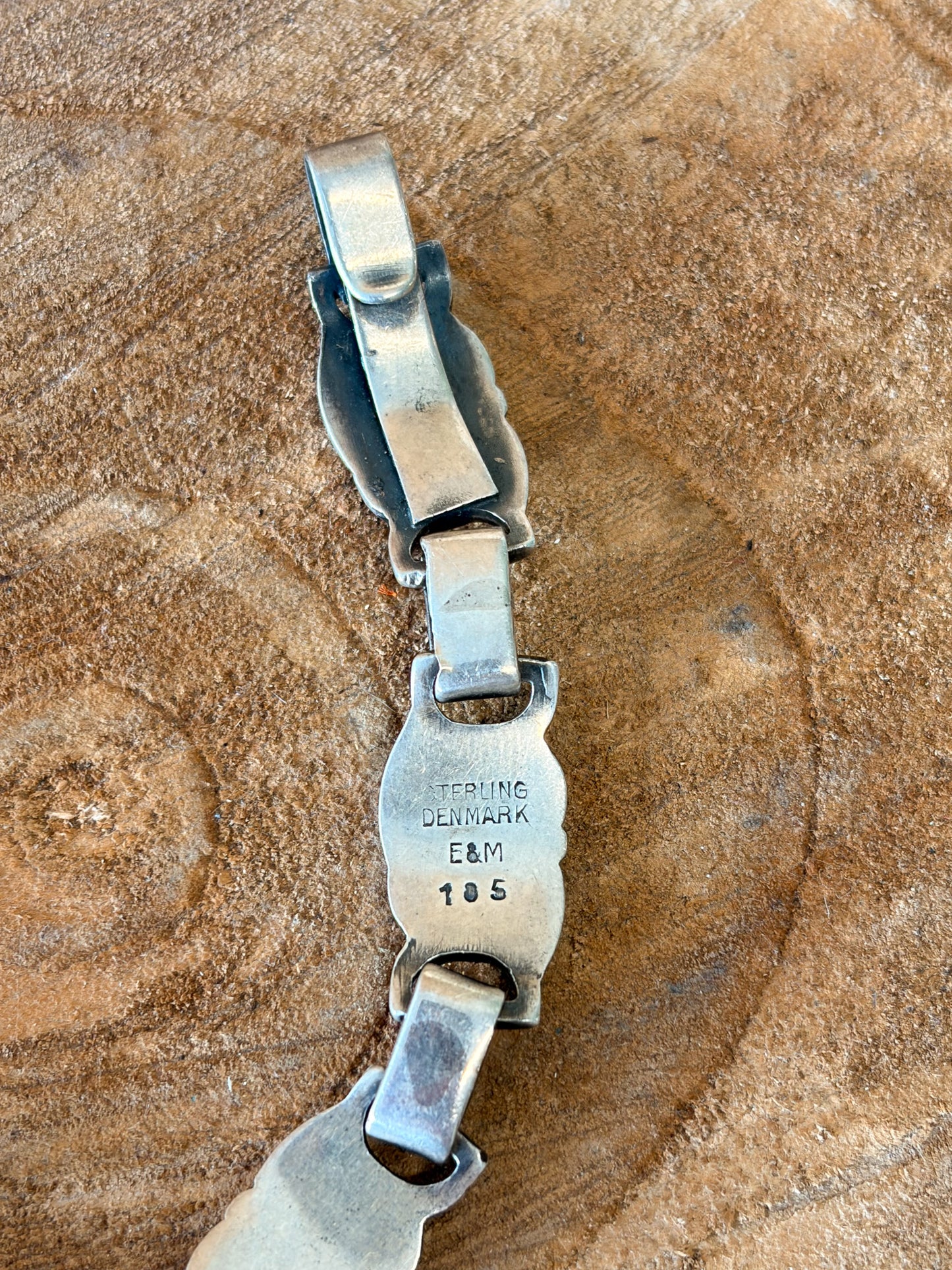 Vtg Sterling E&M Denmark Leaf Bracelet