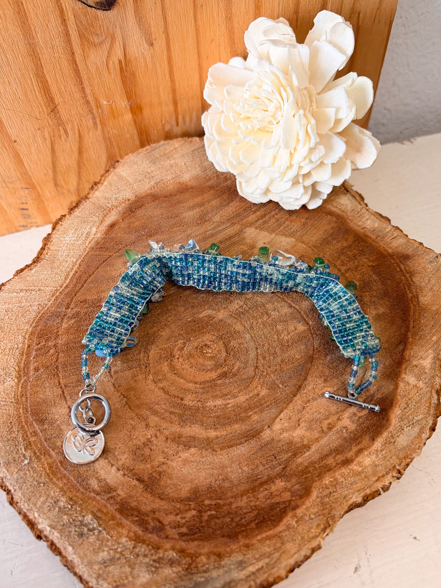 Blue Beaded Toggle Bracelet