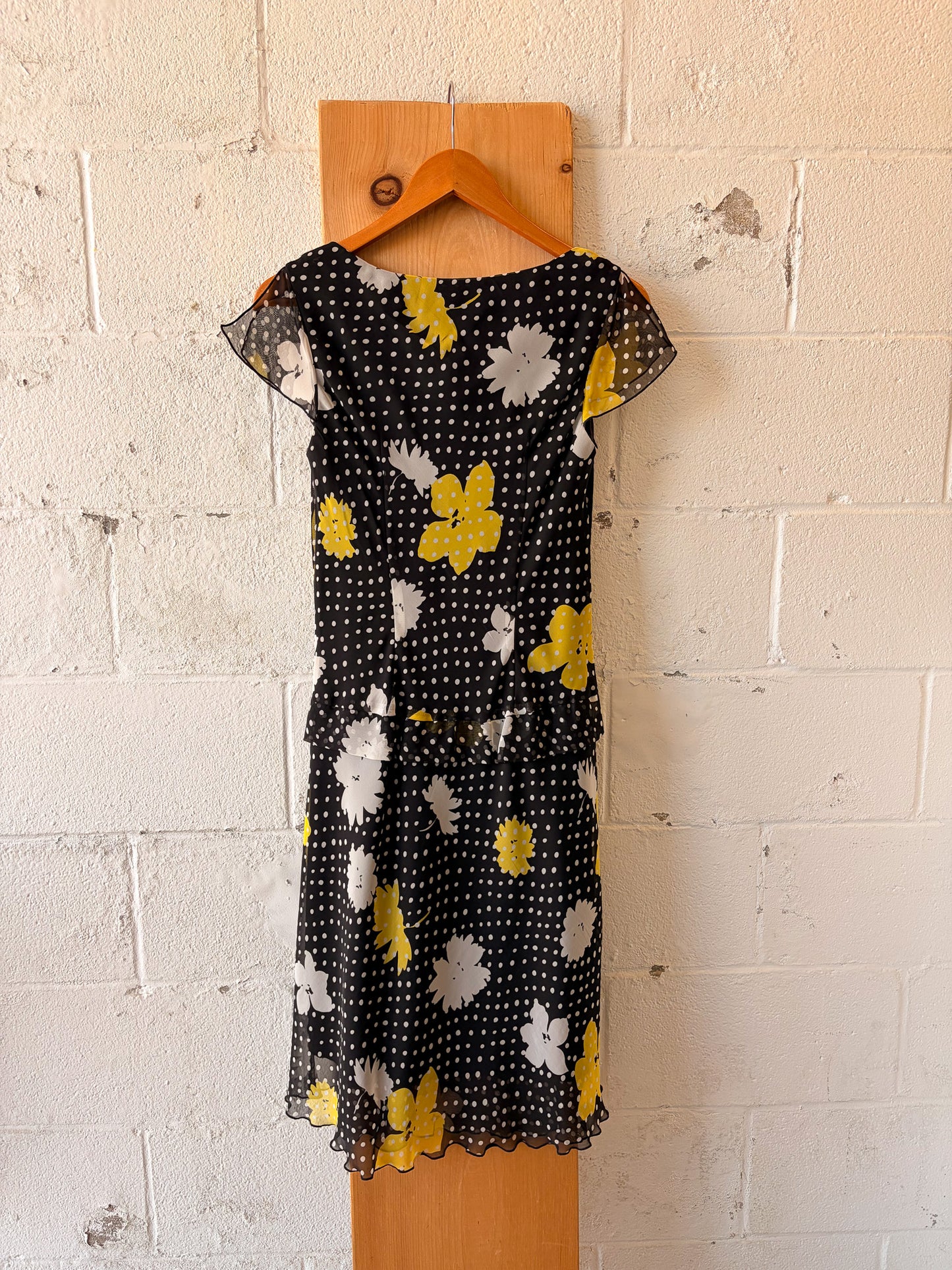 Vtg Floral Polka Dot Dress : 6