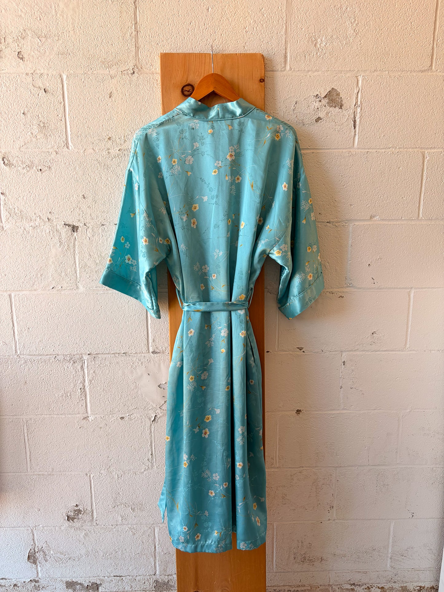 Vtg Floral Blue Robe : M