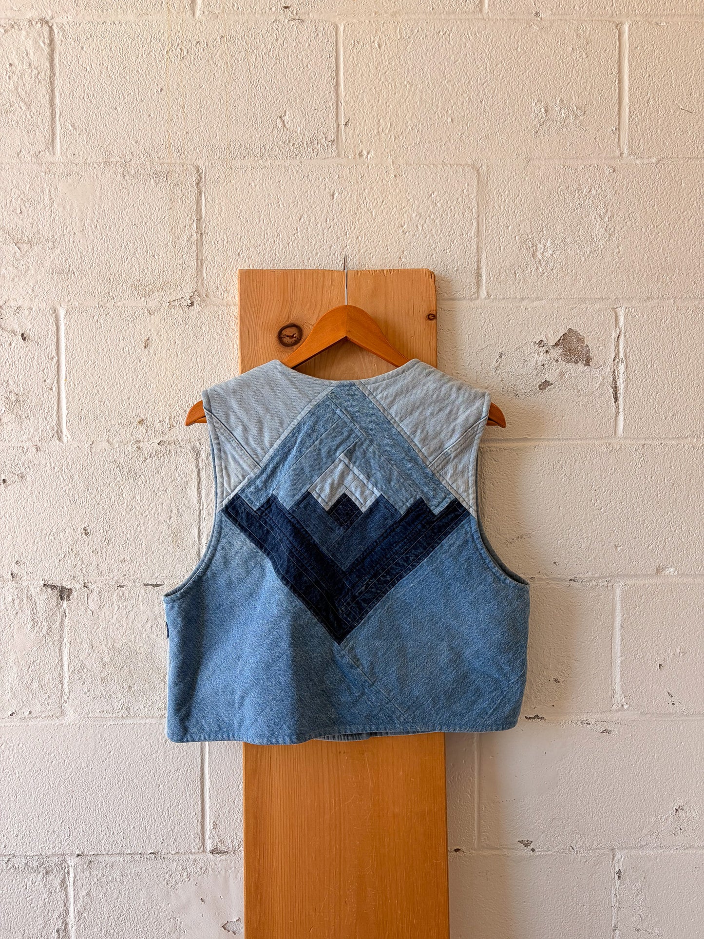 Handmade Patchwork Denim Vest : L