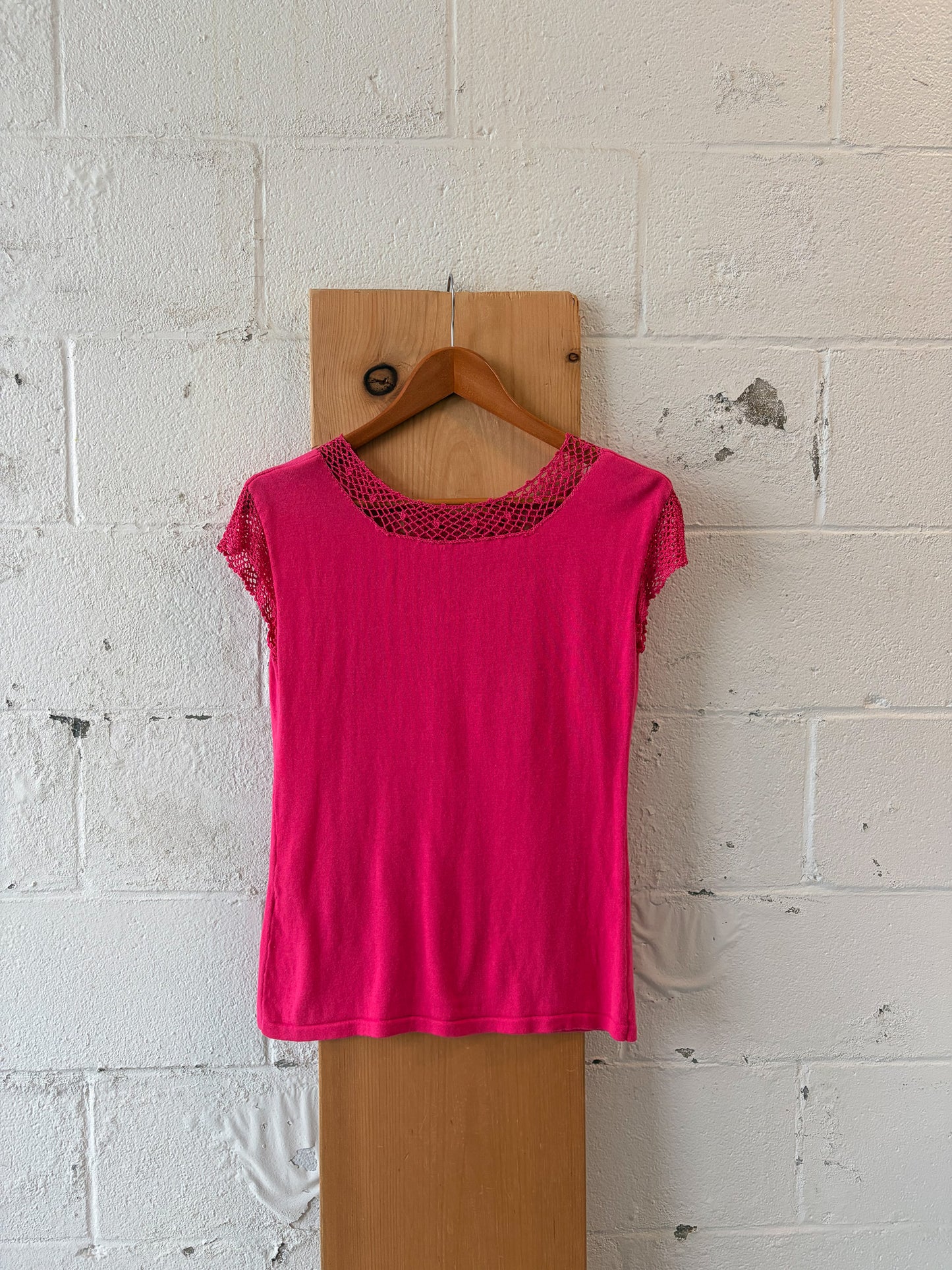 Pink Crochet Detailed Top : M