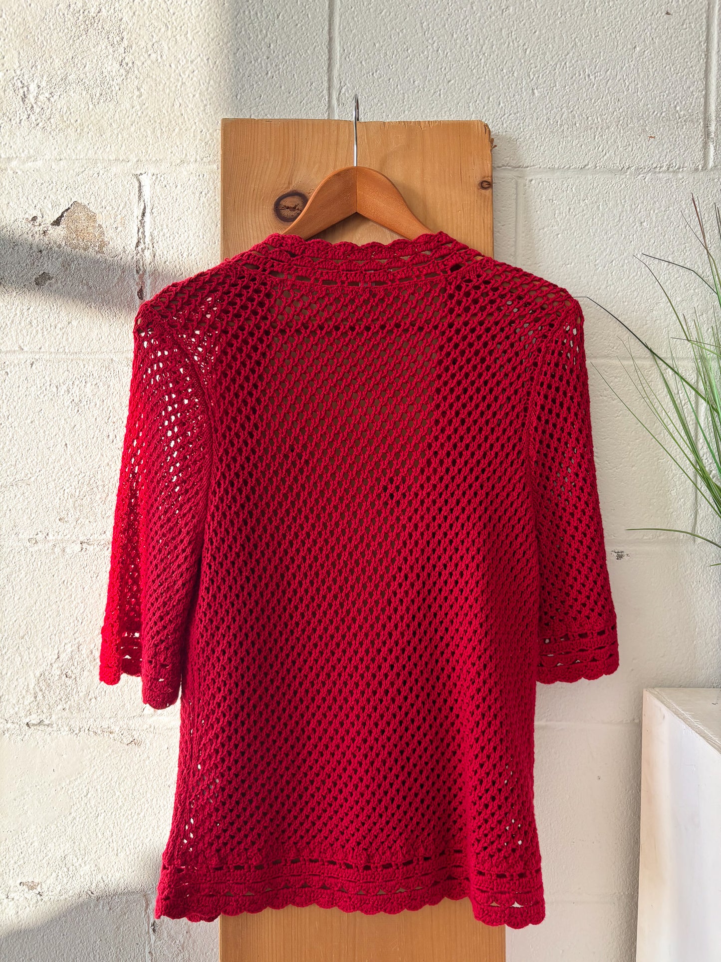 Red Crochet Cardigan : M