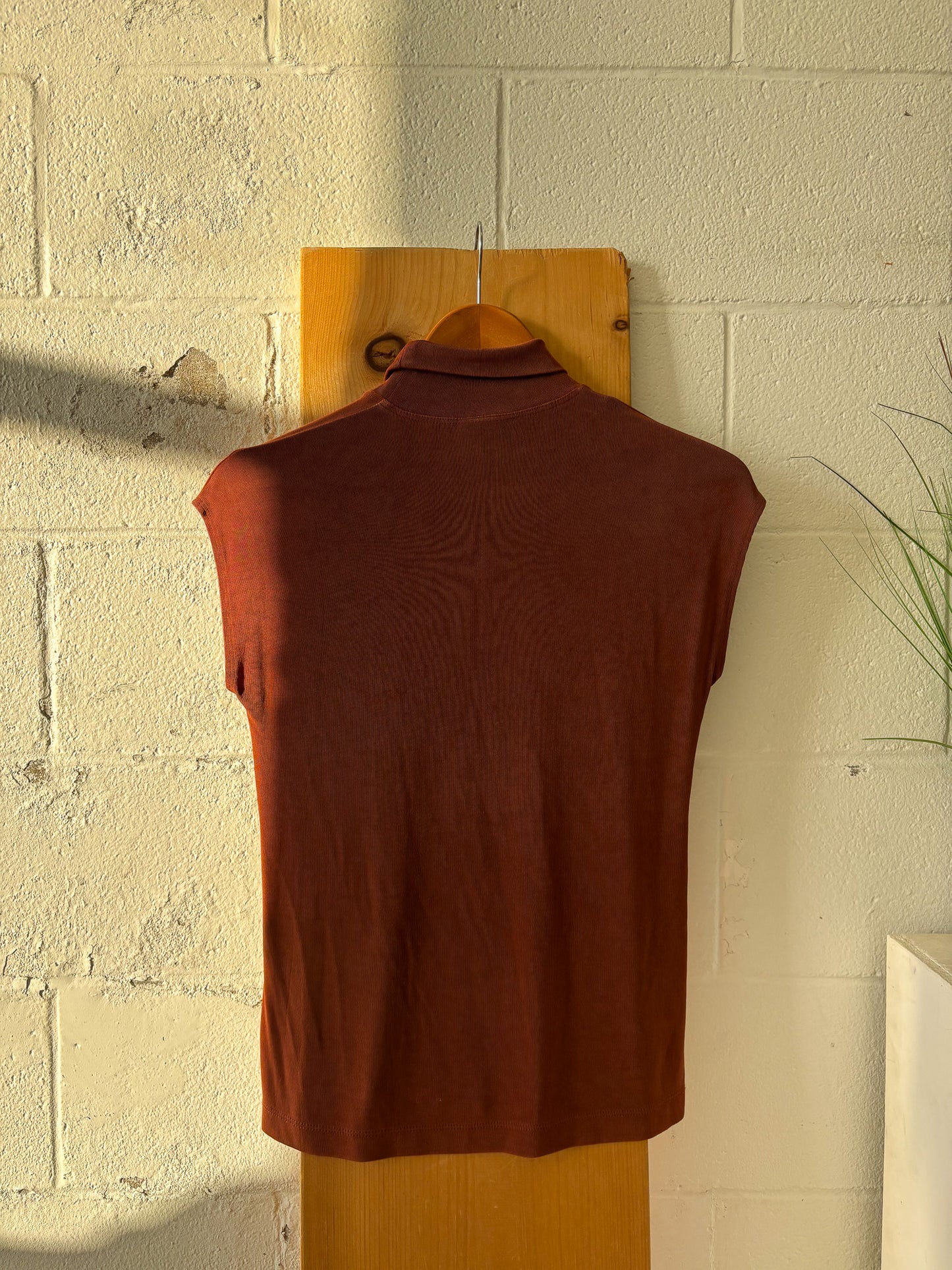 Brown Sleeveless Mock Neck : S