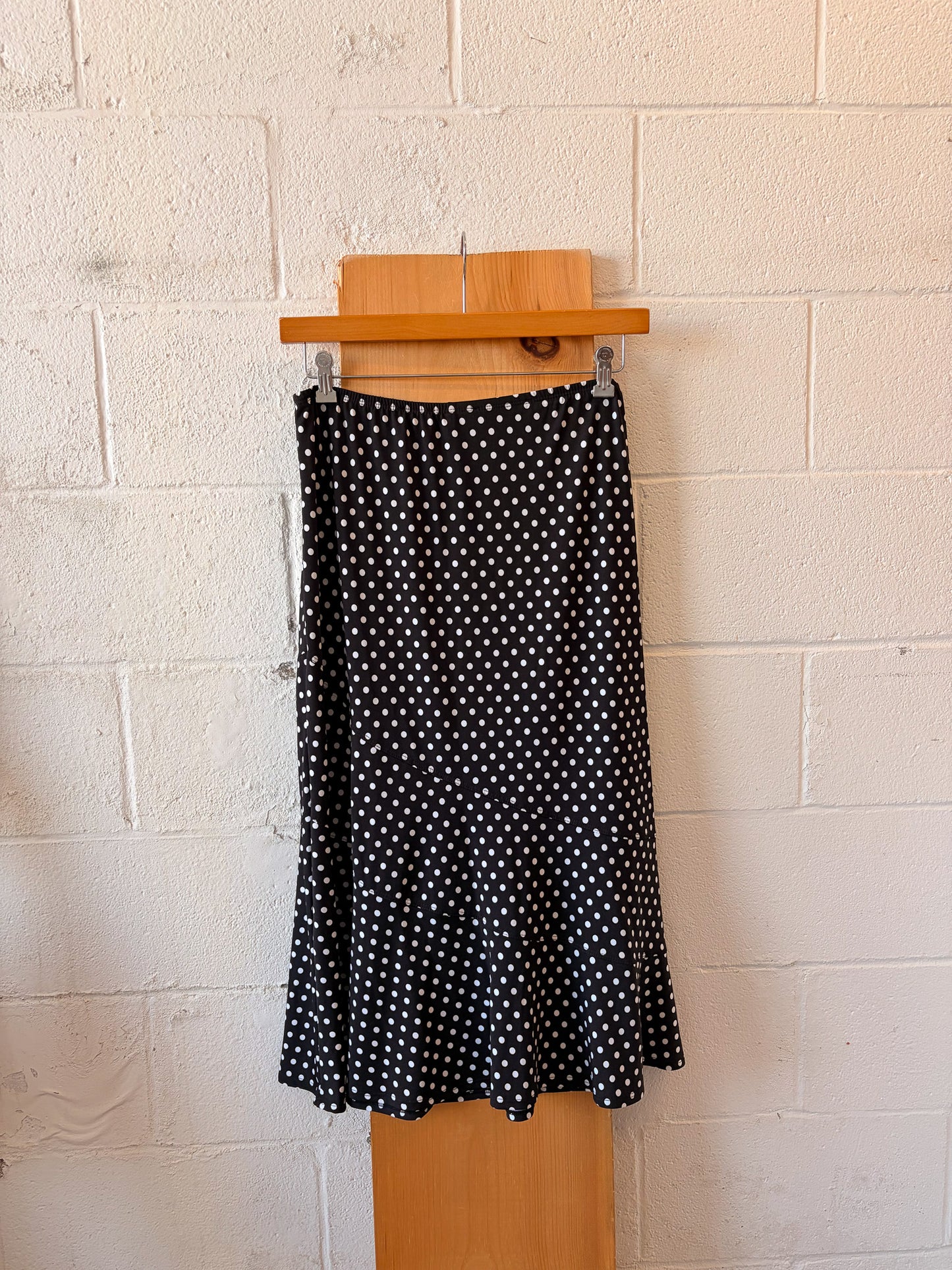 Black & White Polka Dot Skirt : L