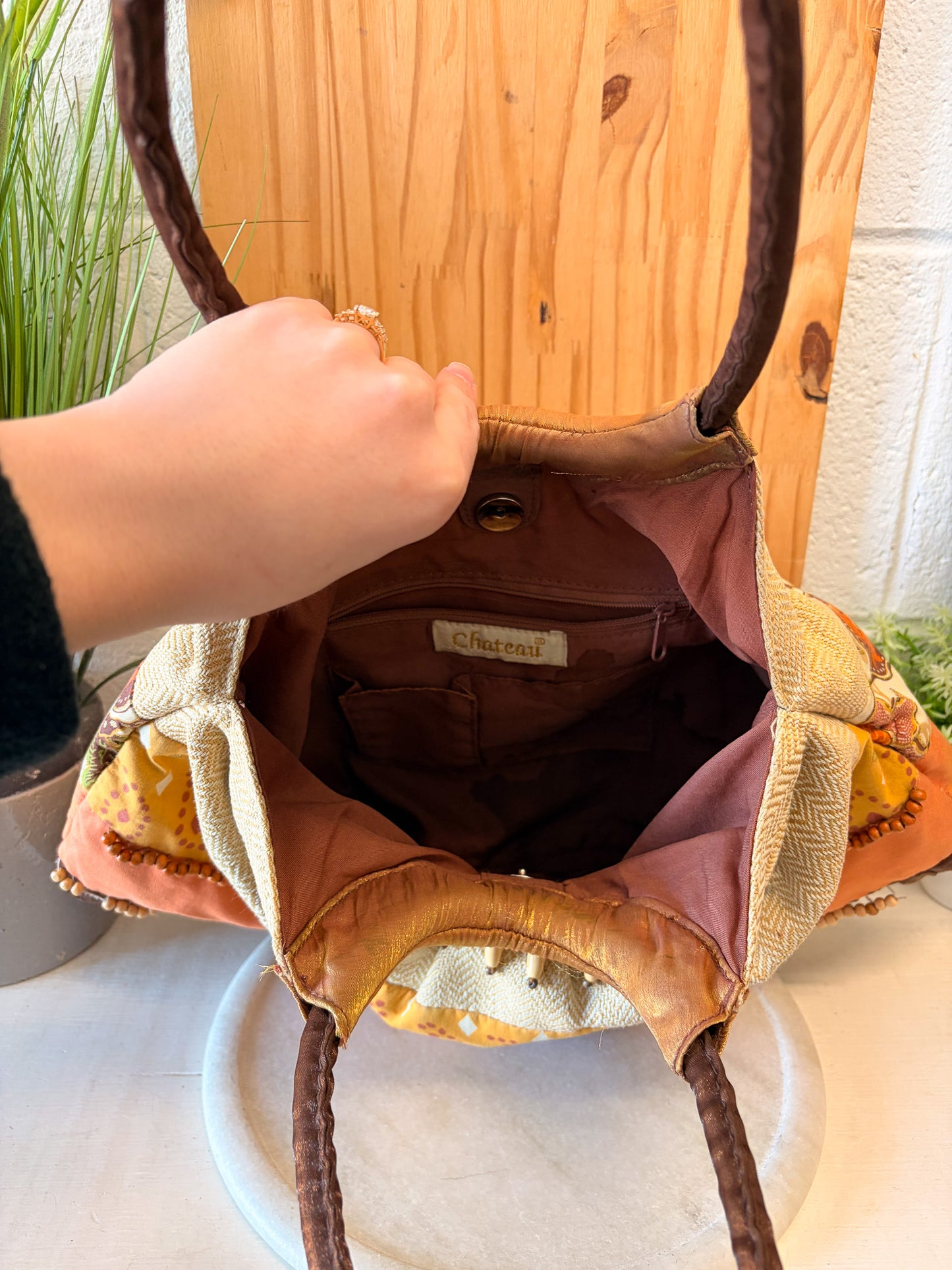 Chateau Beaded Floral Patchwork Bag