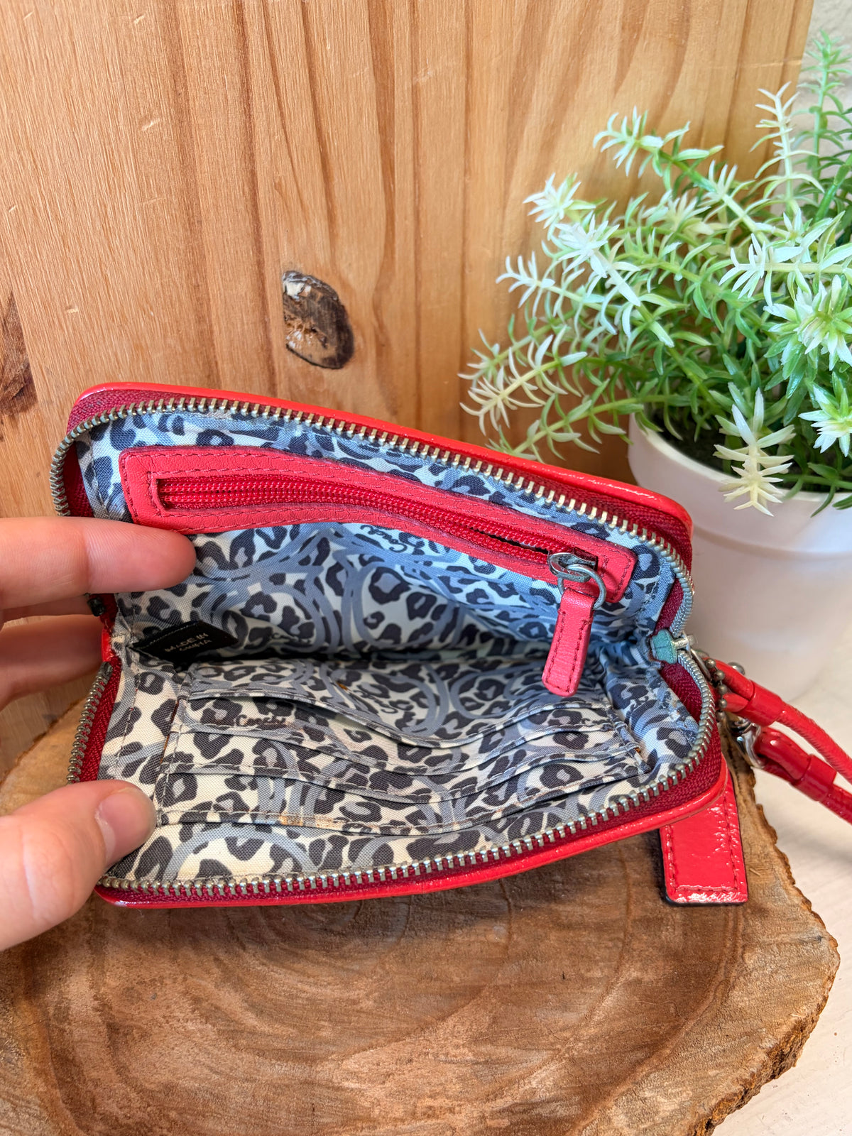 Red Coach Poppy Wristlet