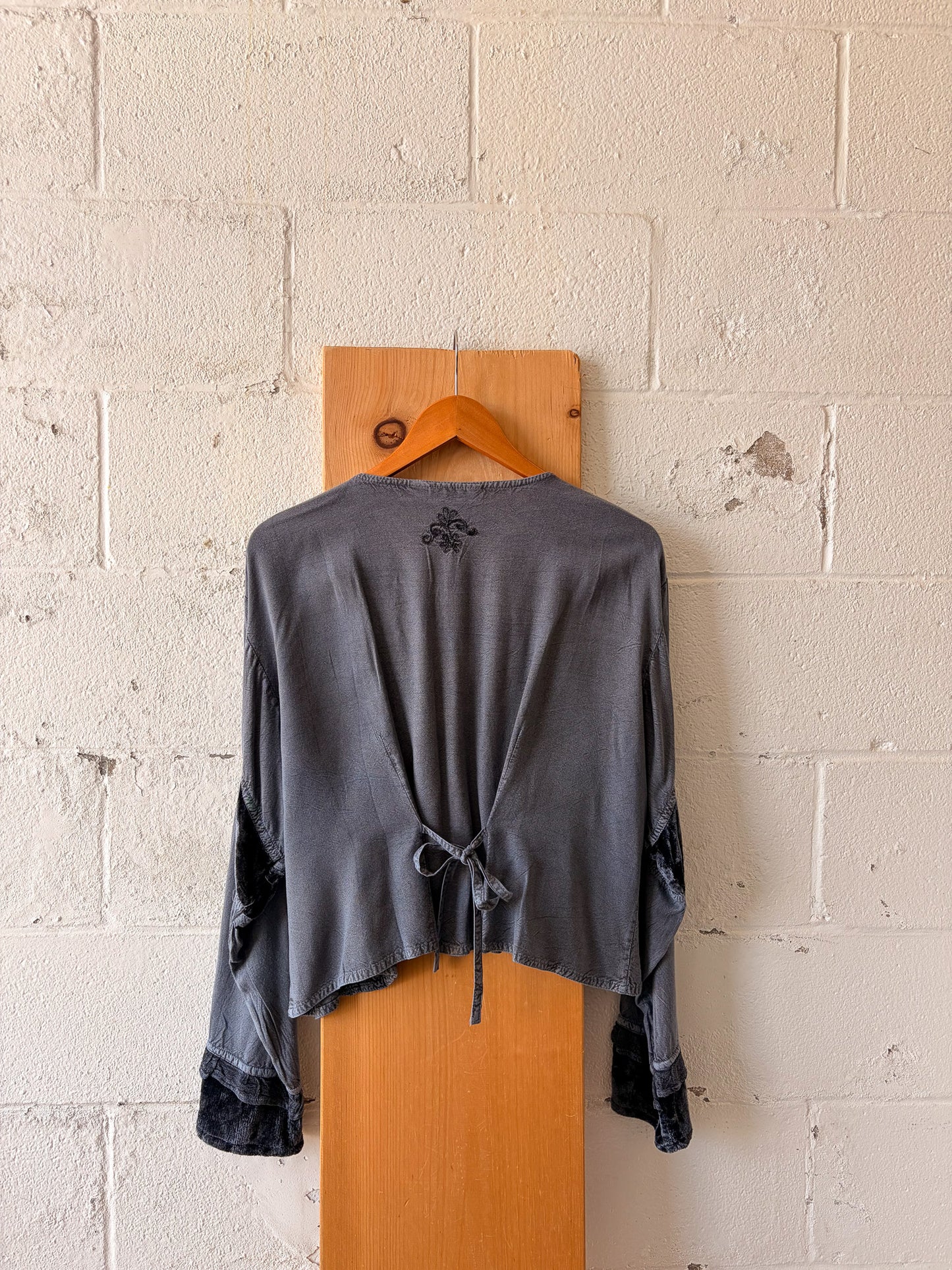 Navy Velvet Boho Top : Free Size