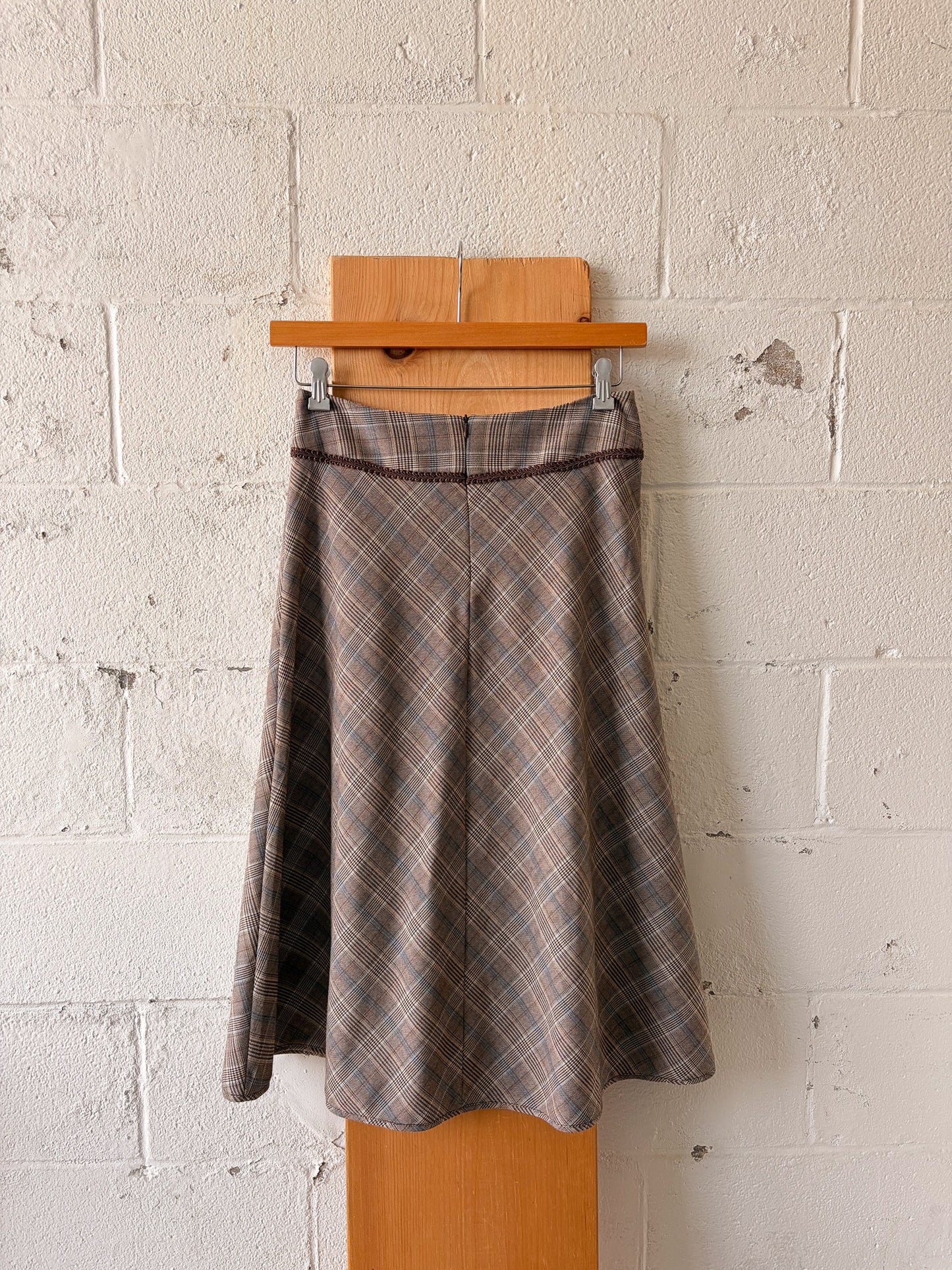 Plaid Brown Midi Skirt : 6