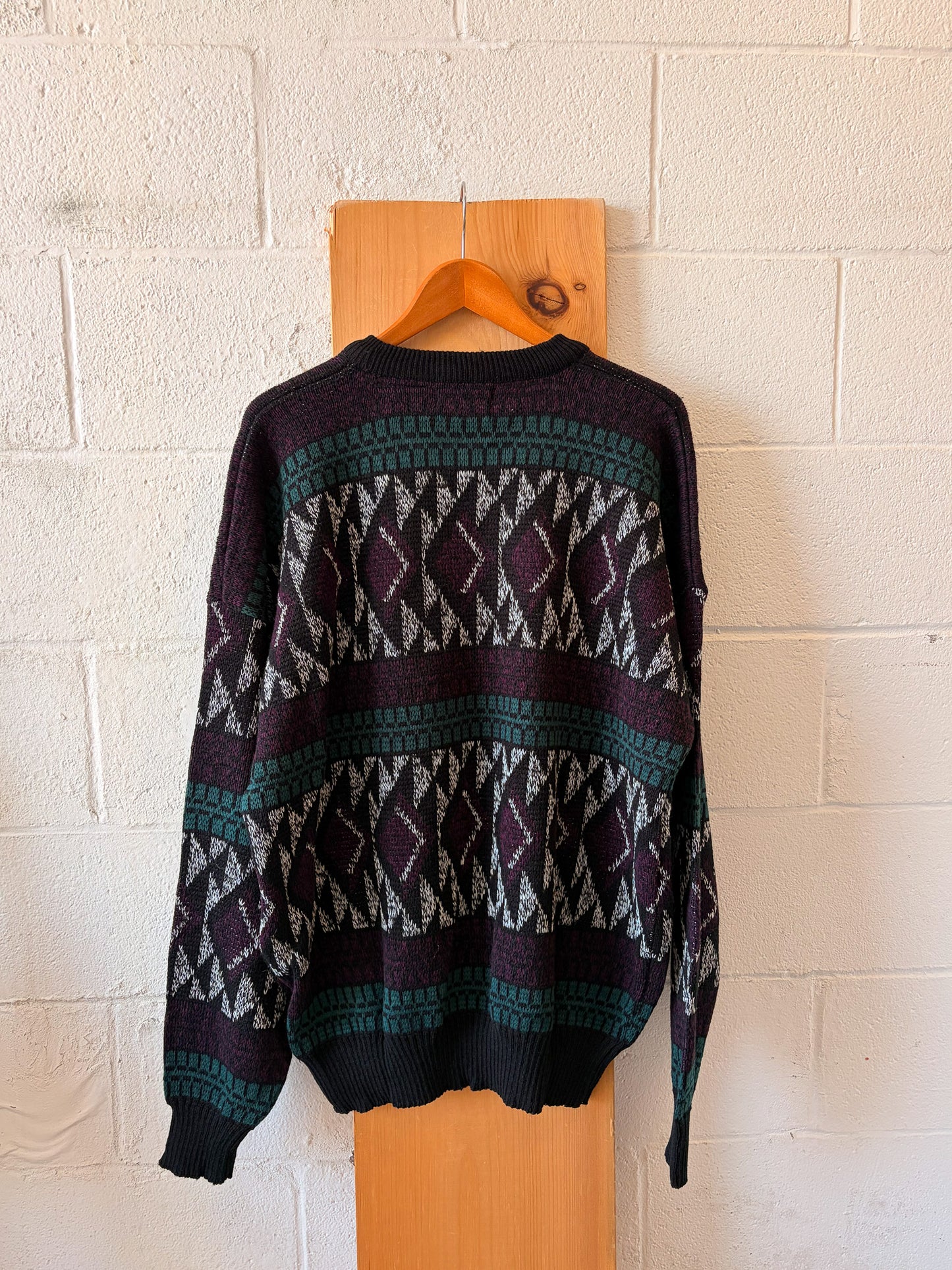 Vtg Leather Patchwork Sweater : 3X