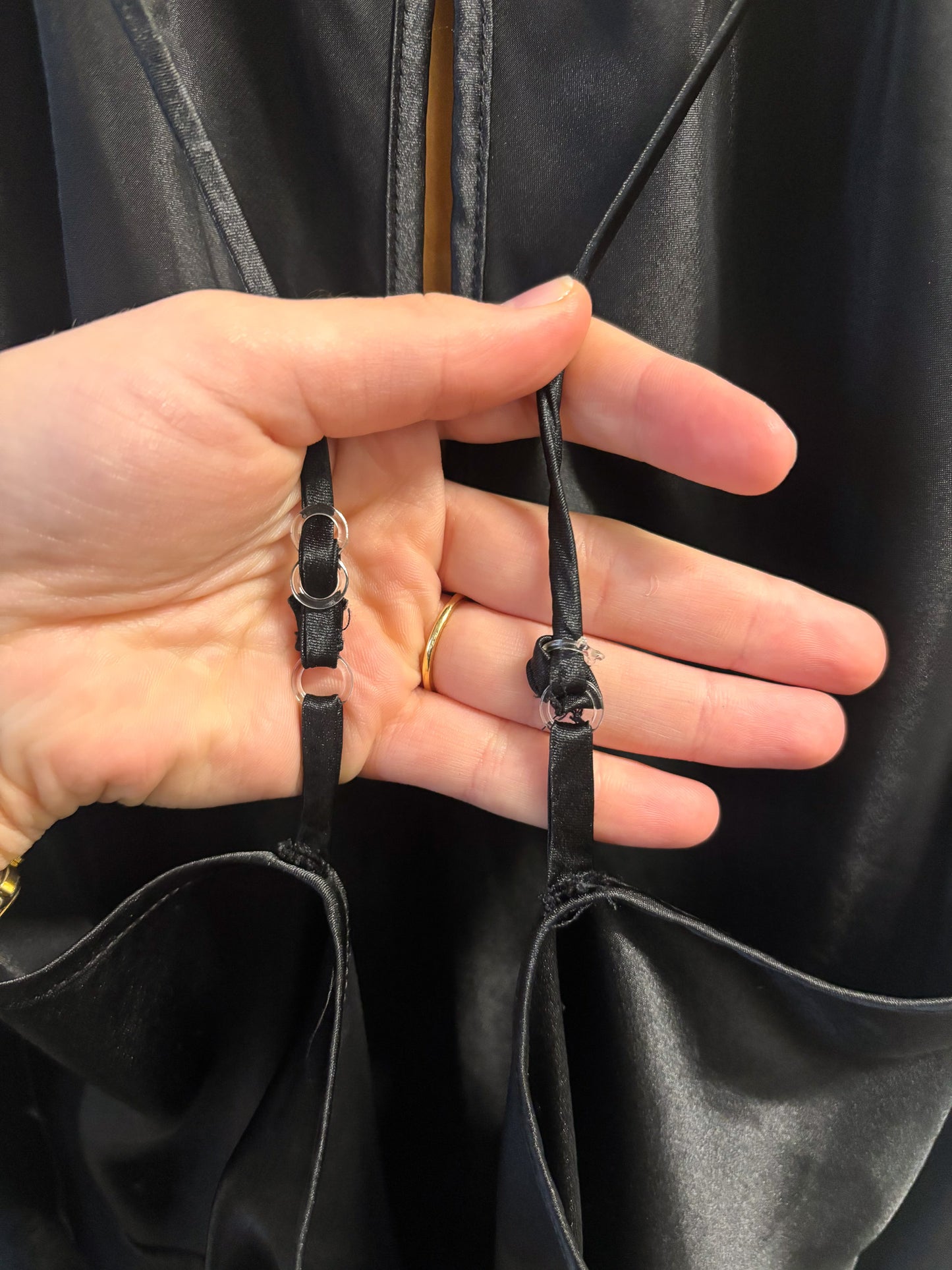 Black Satin Slip Dress : L