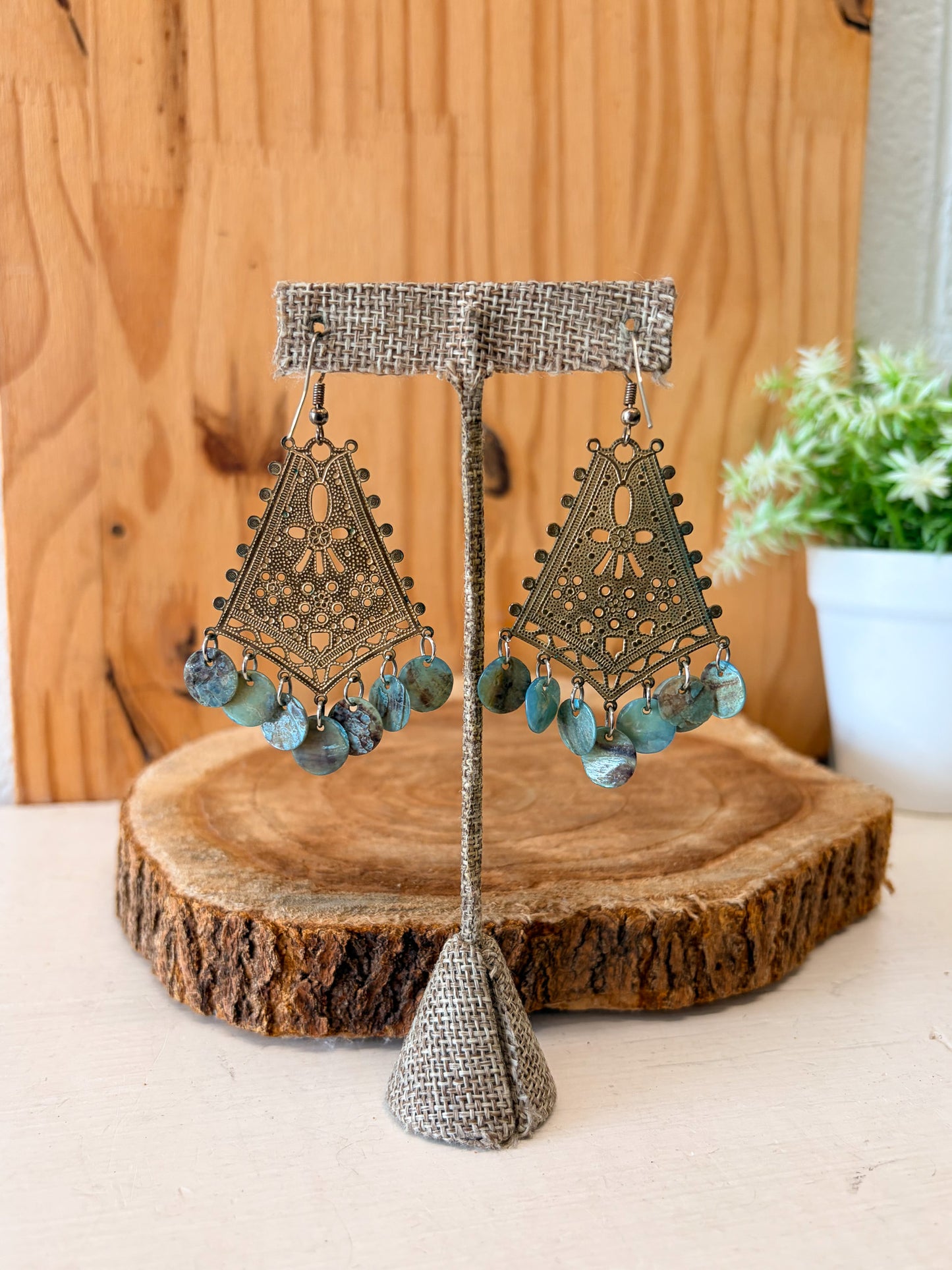 Boho Blue Disk Earrings