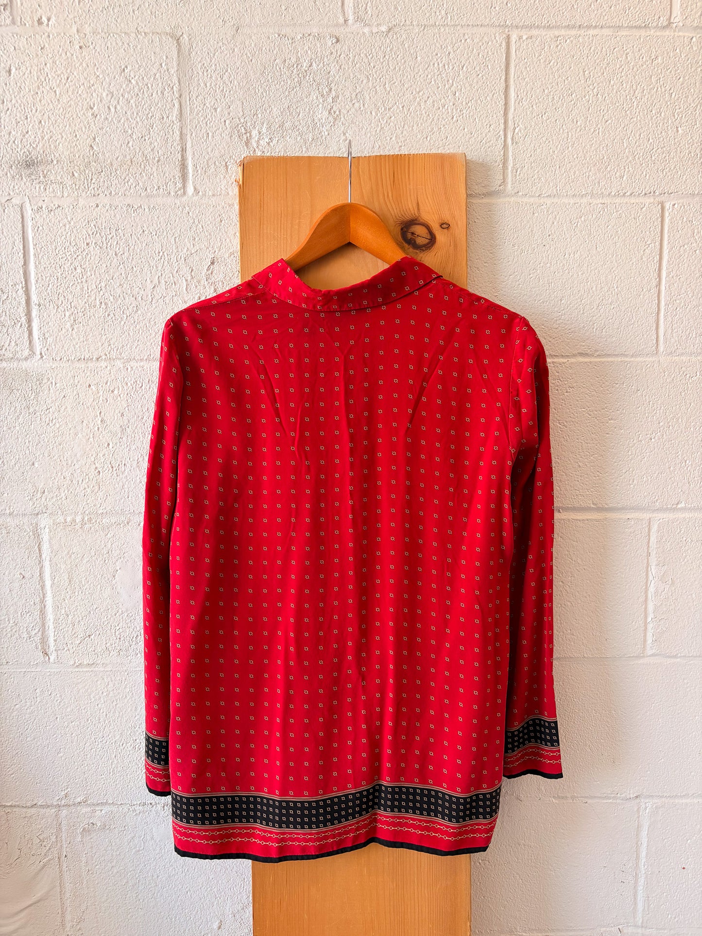 Patterned Red Silk Blouse : 12
