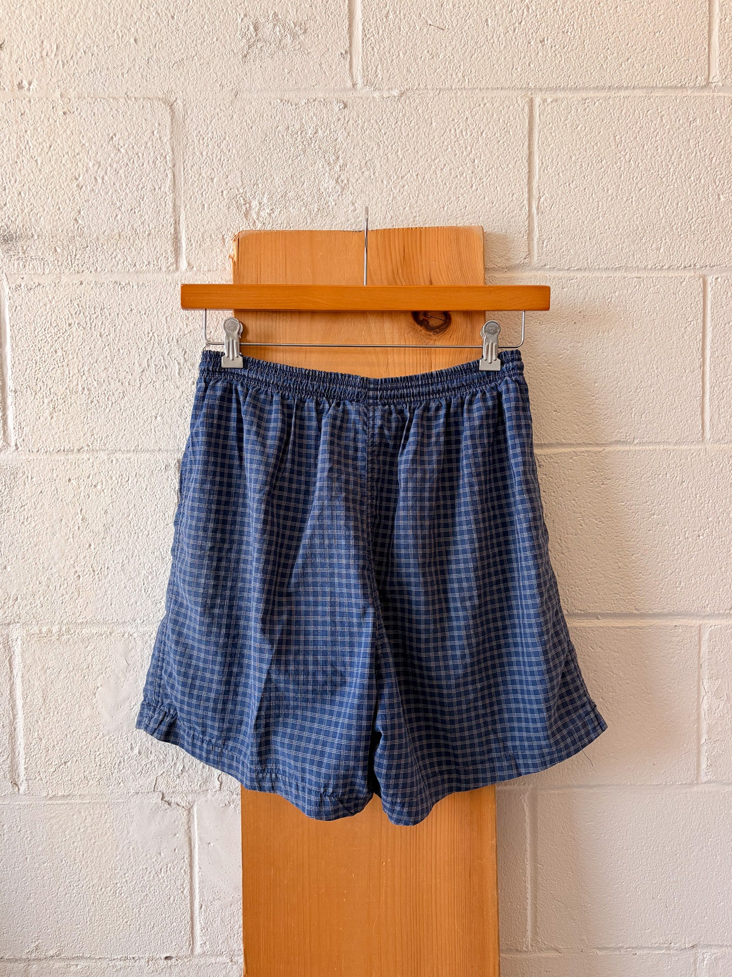 Vtg Adidas Plaid Blue Shorts : L