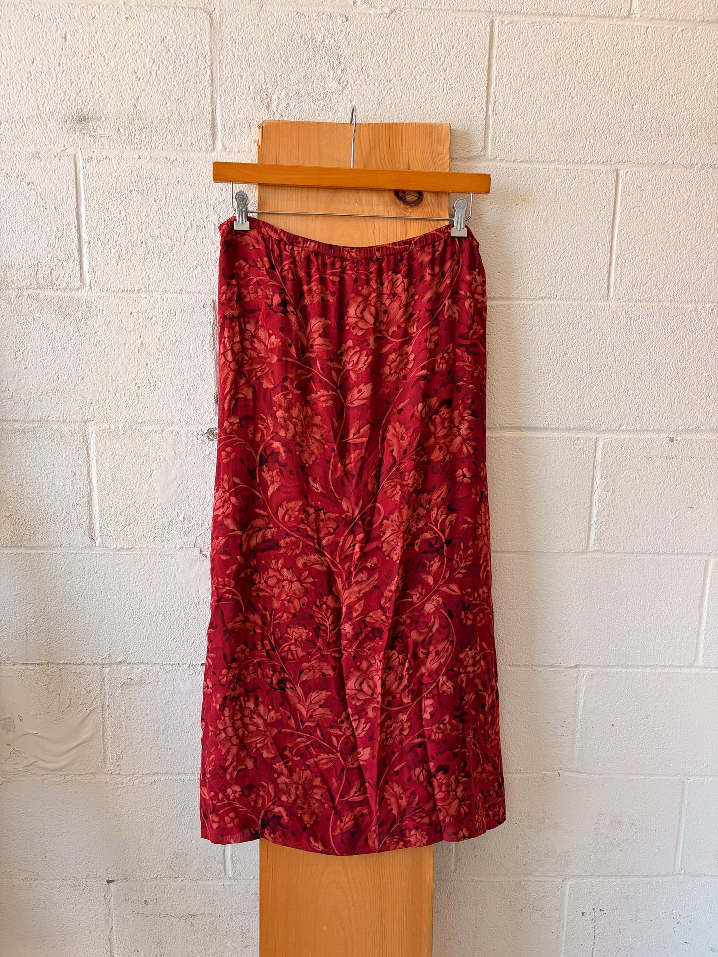 Vtg Red Floral Skirt : 6