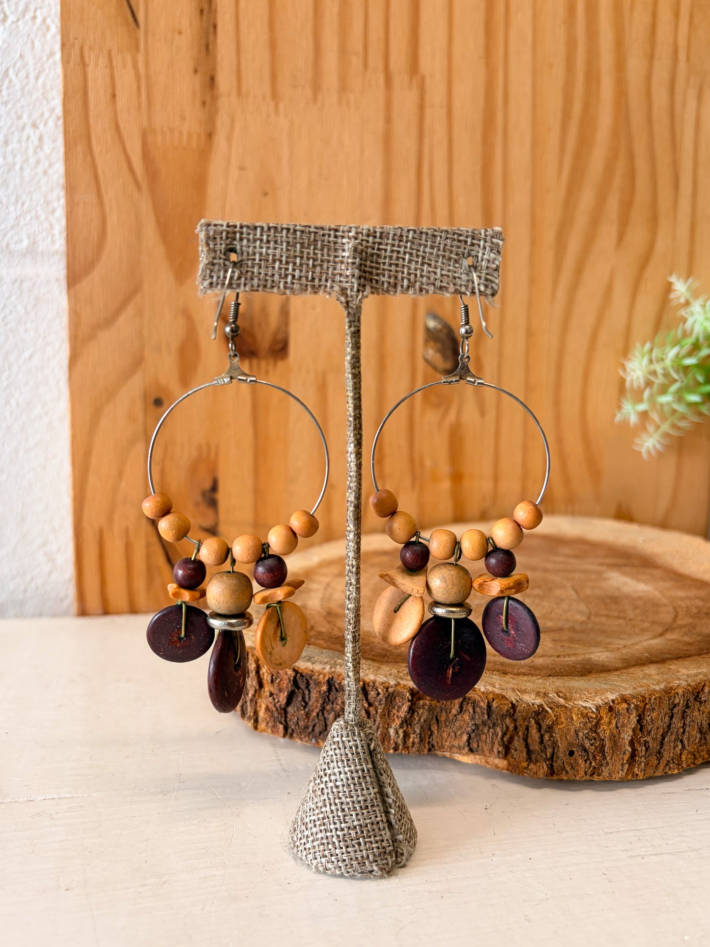Wooden Beaded Earrings