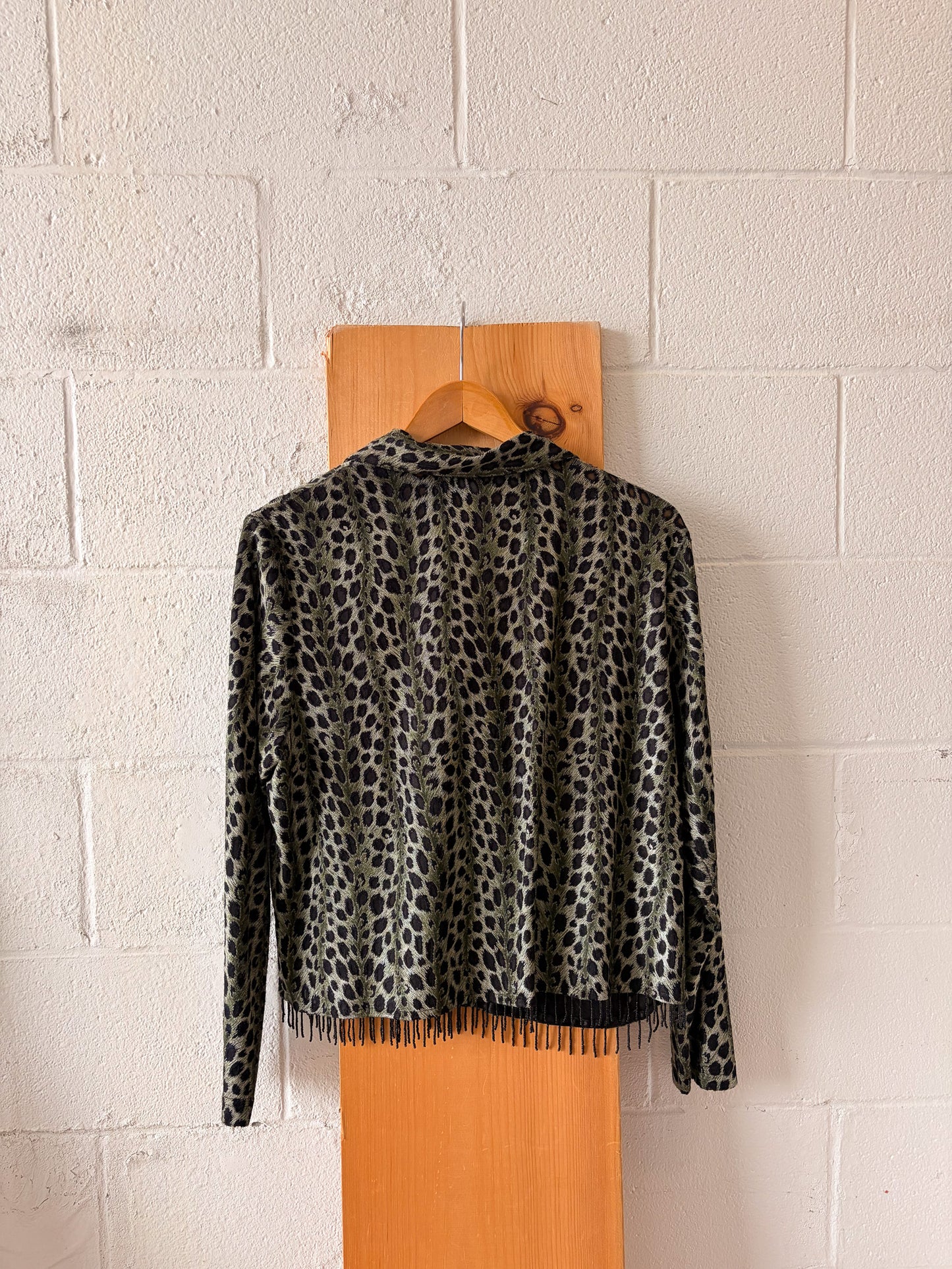 Leopard Beaded Trim Top : L