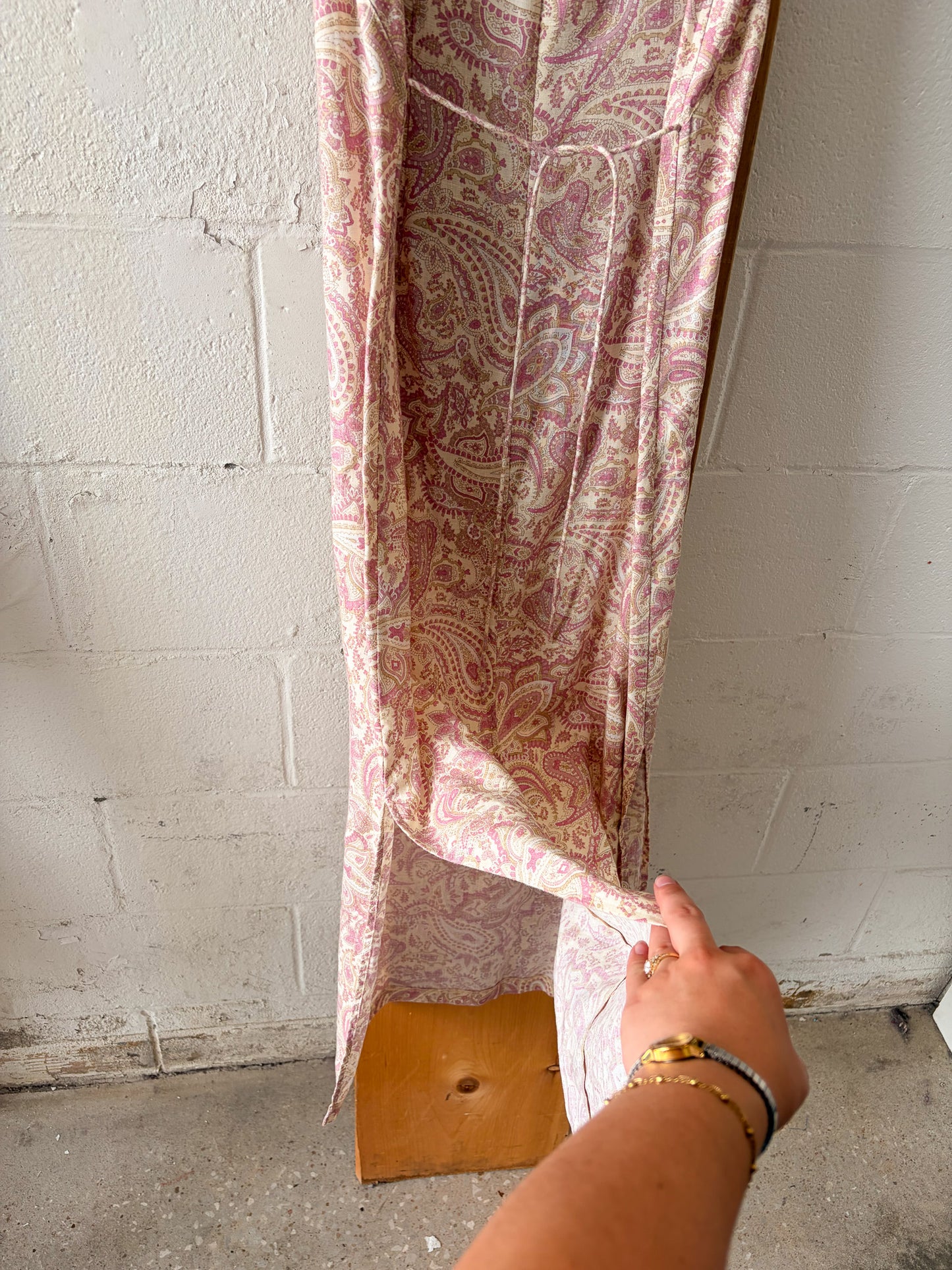 Pink Paisley Linen Dress : 6