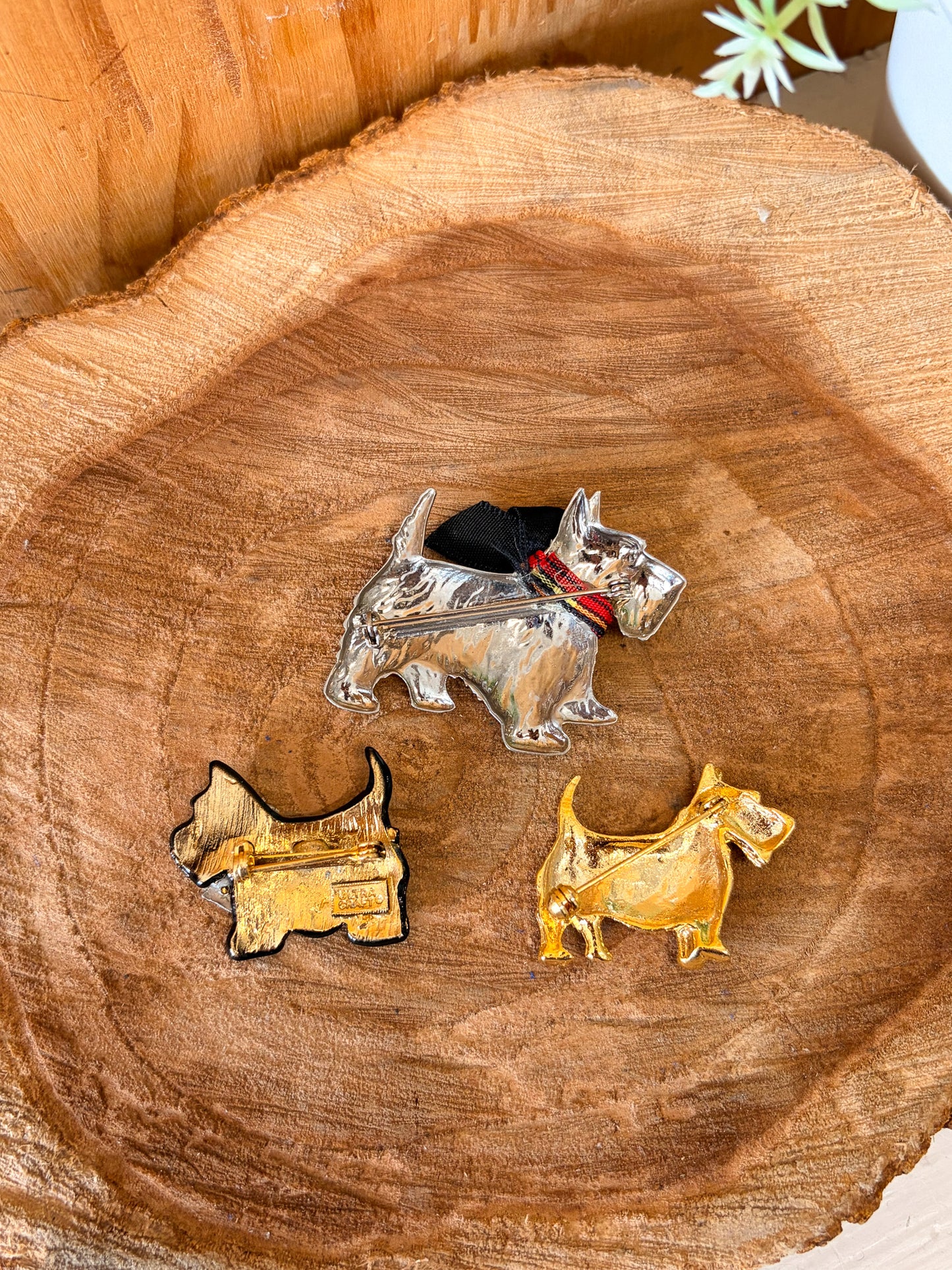 Set of 3 Scottie Dog Brooches