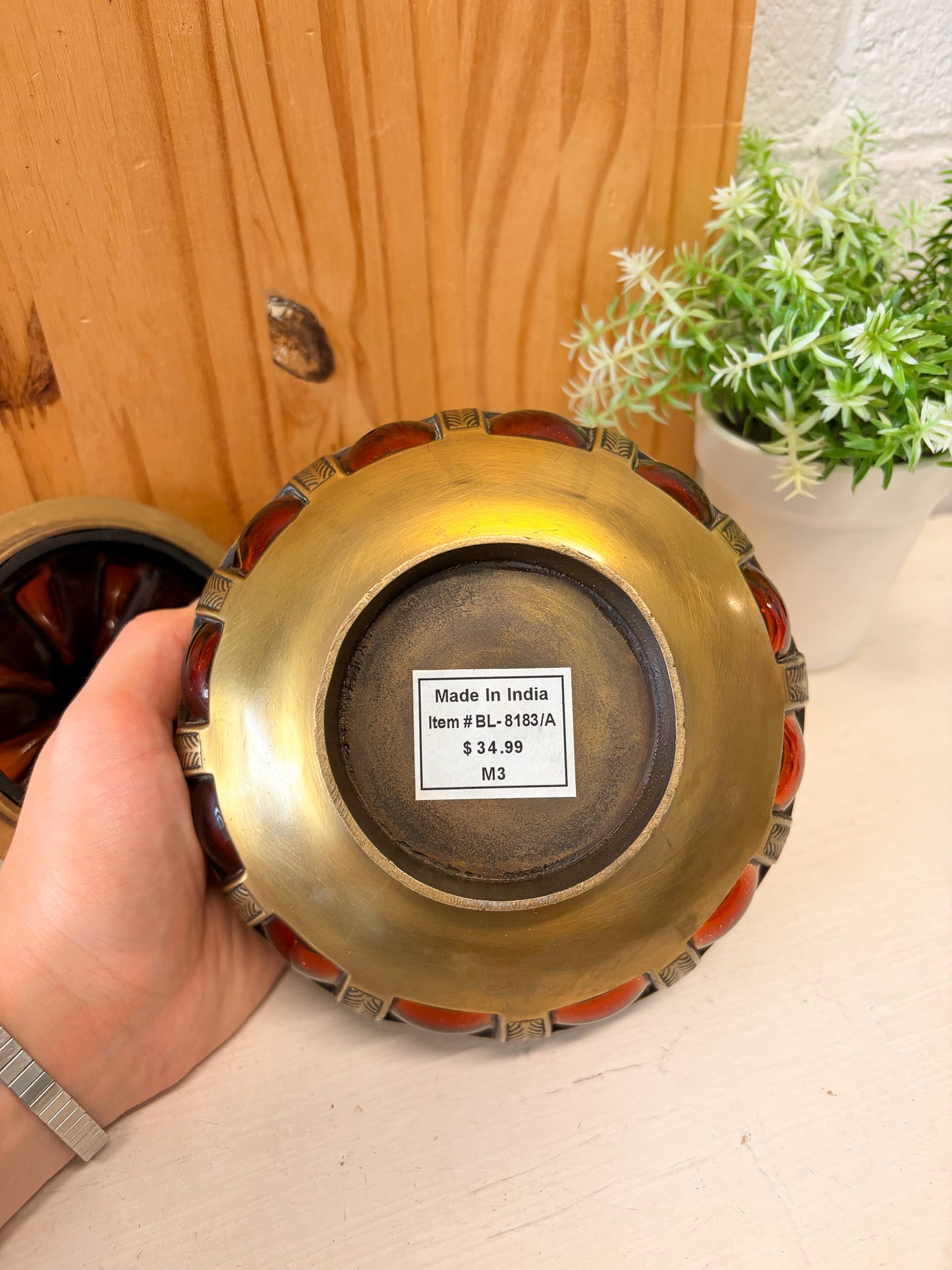 Brass & Amber Glass Jar (Local Pick Up Only)