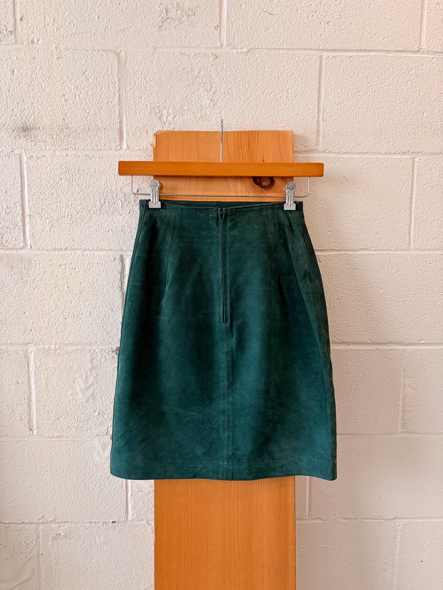 Emerald Leather Pencil Skirt : 5/6