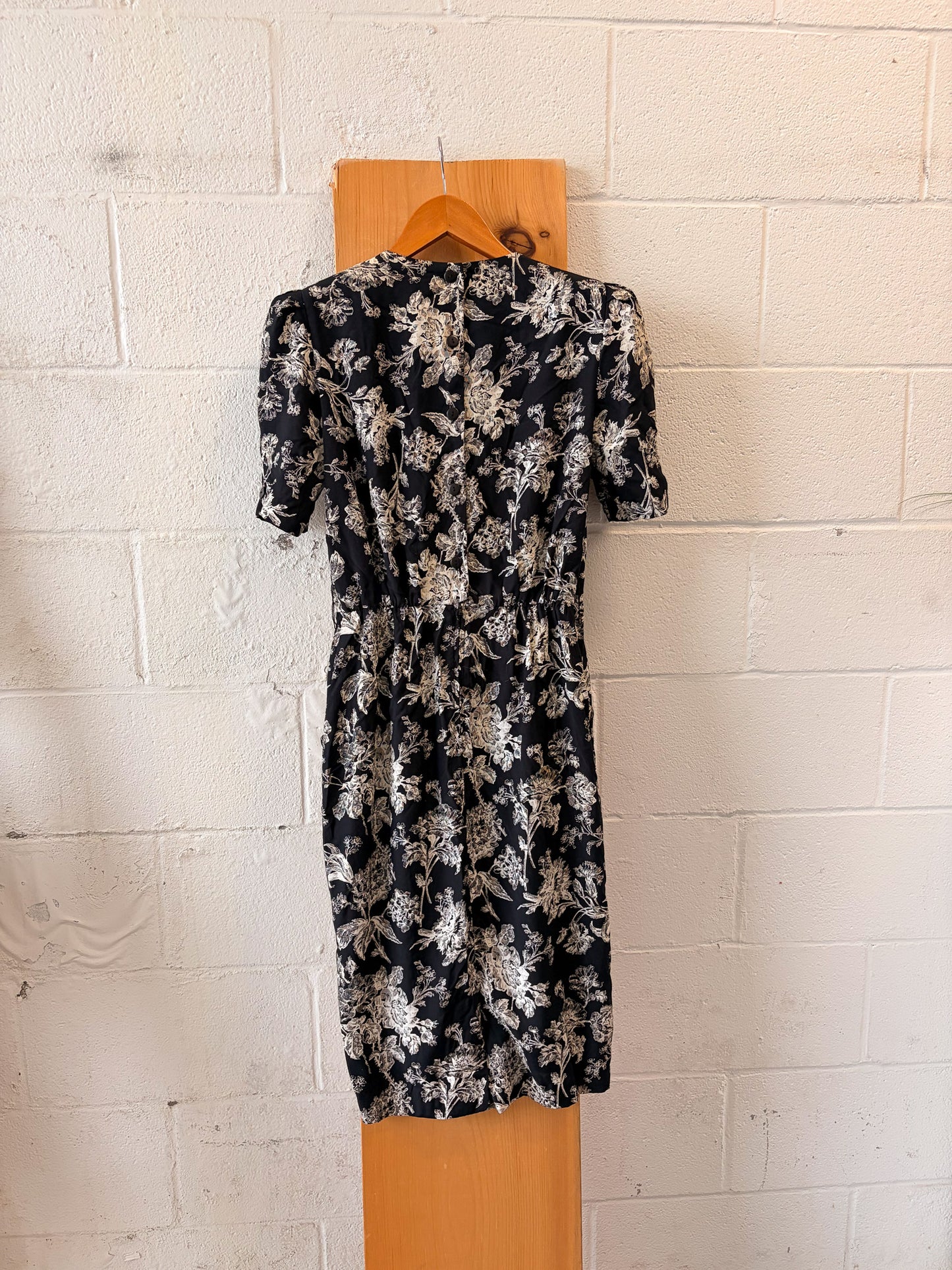 Vtg Black & White Floral Midi Dress : 4