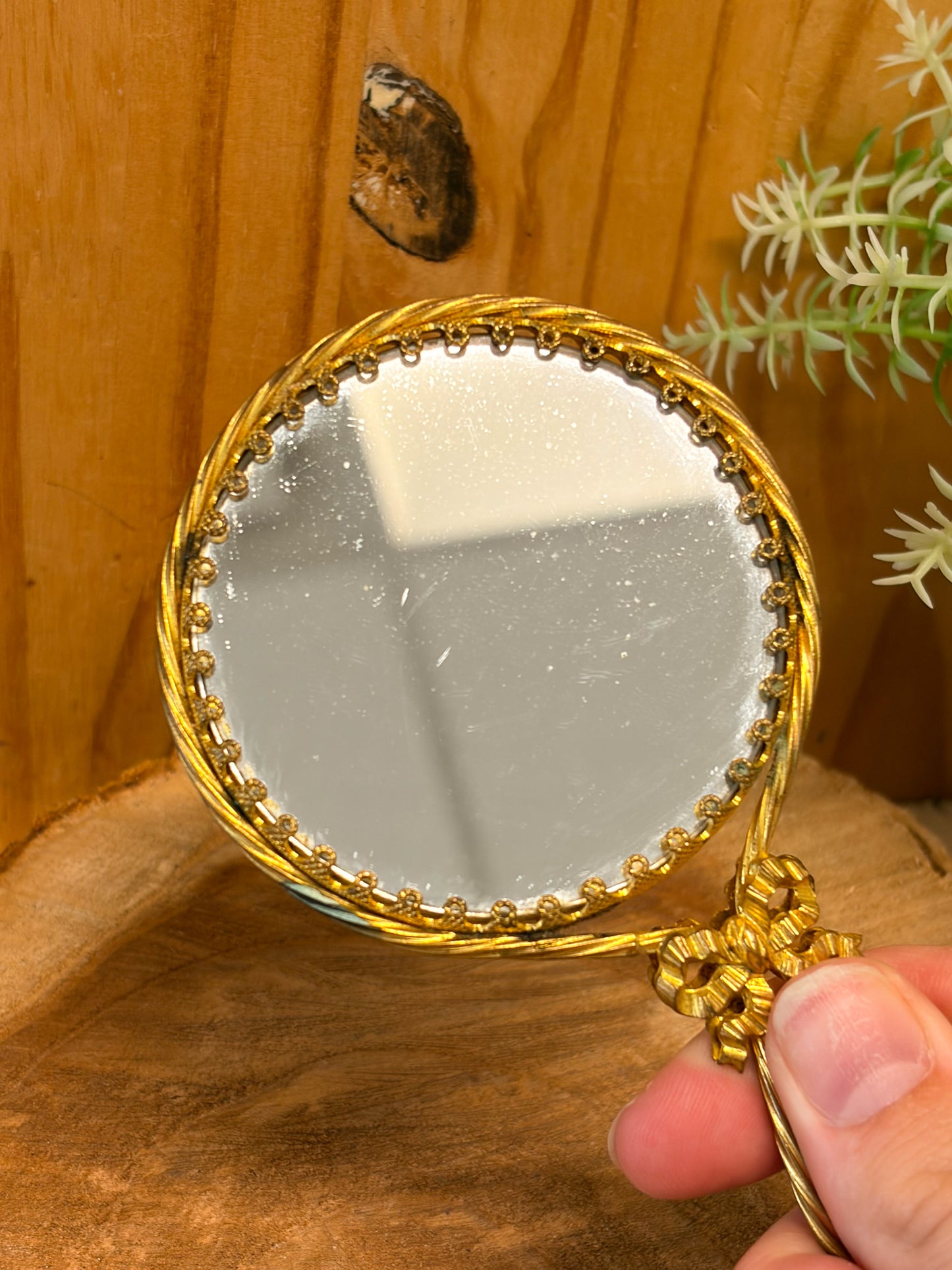 Vtg Little Handheld Mirror