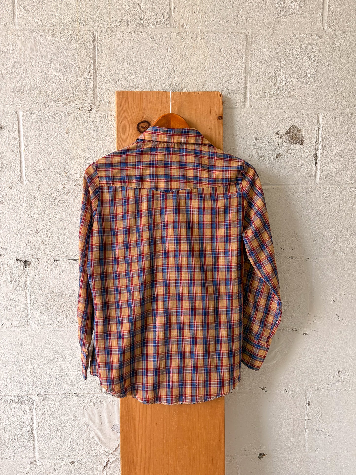 Vtg Plaid Pearl Snap : 34/M
