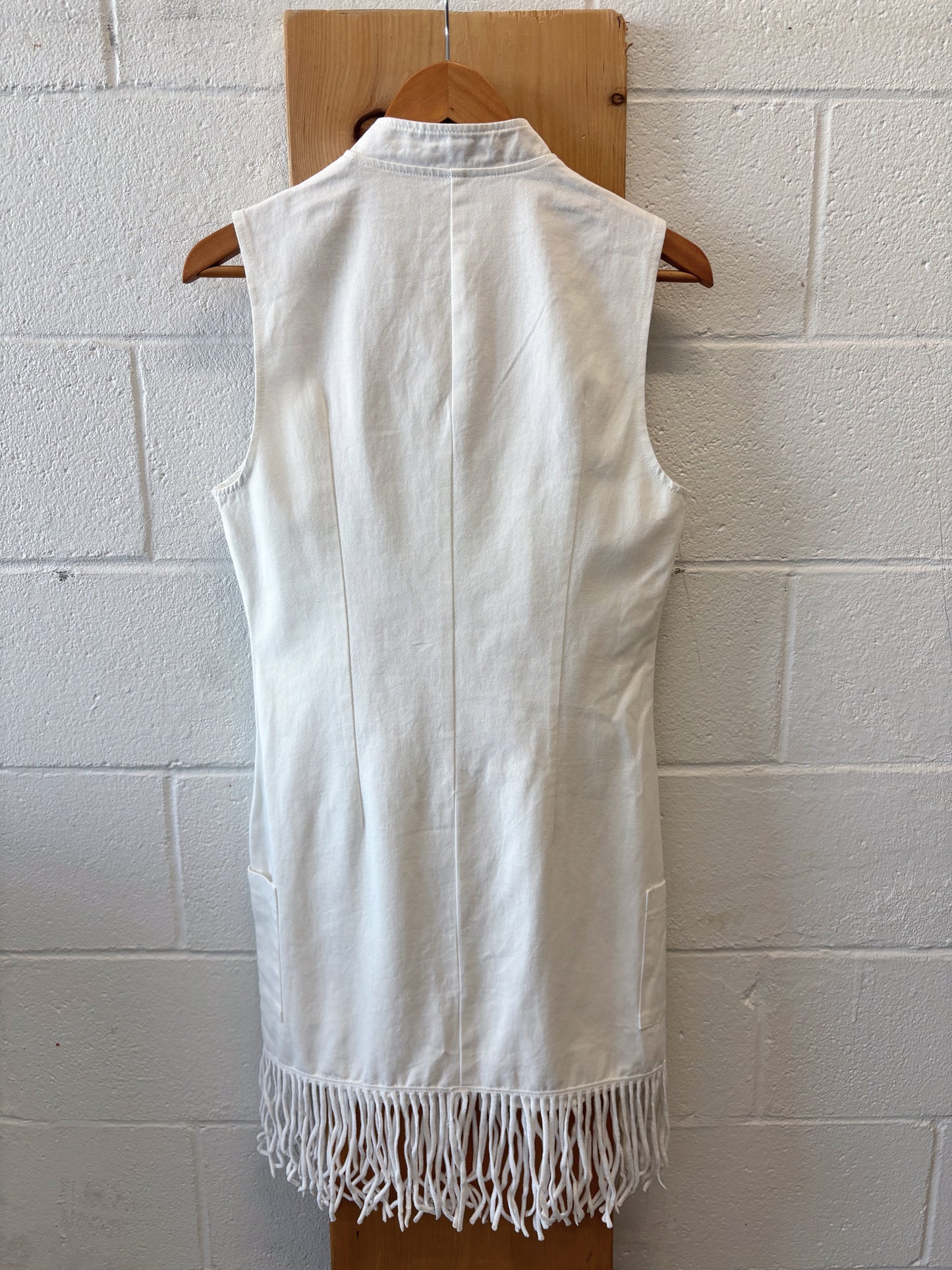 White Zip Fringe Dress : M