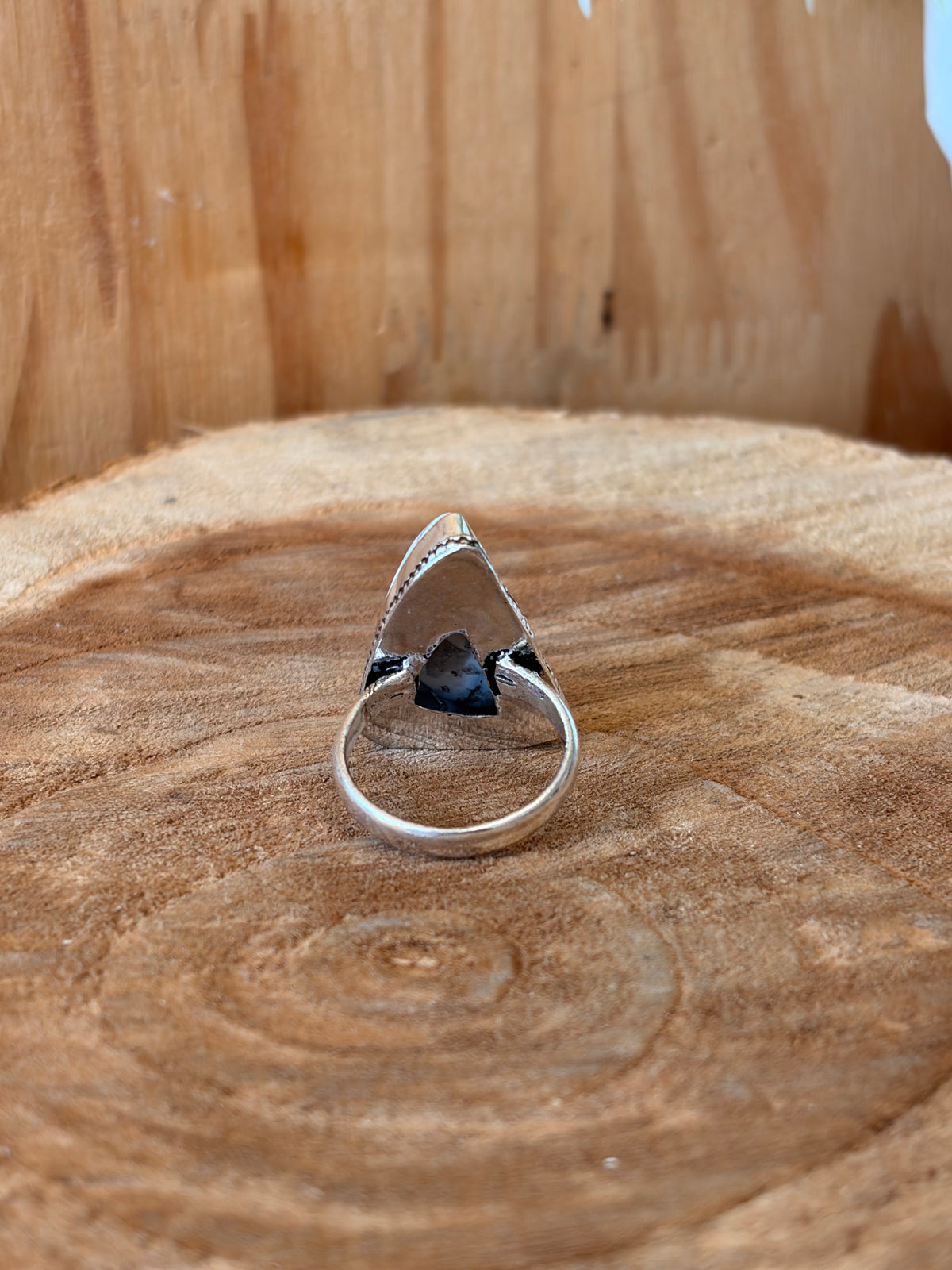 925 Silver White Buffalo Turquoise Ring : Size 6.75