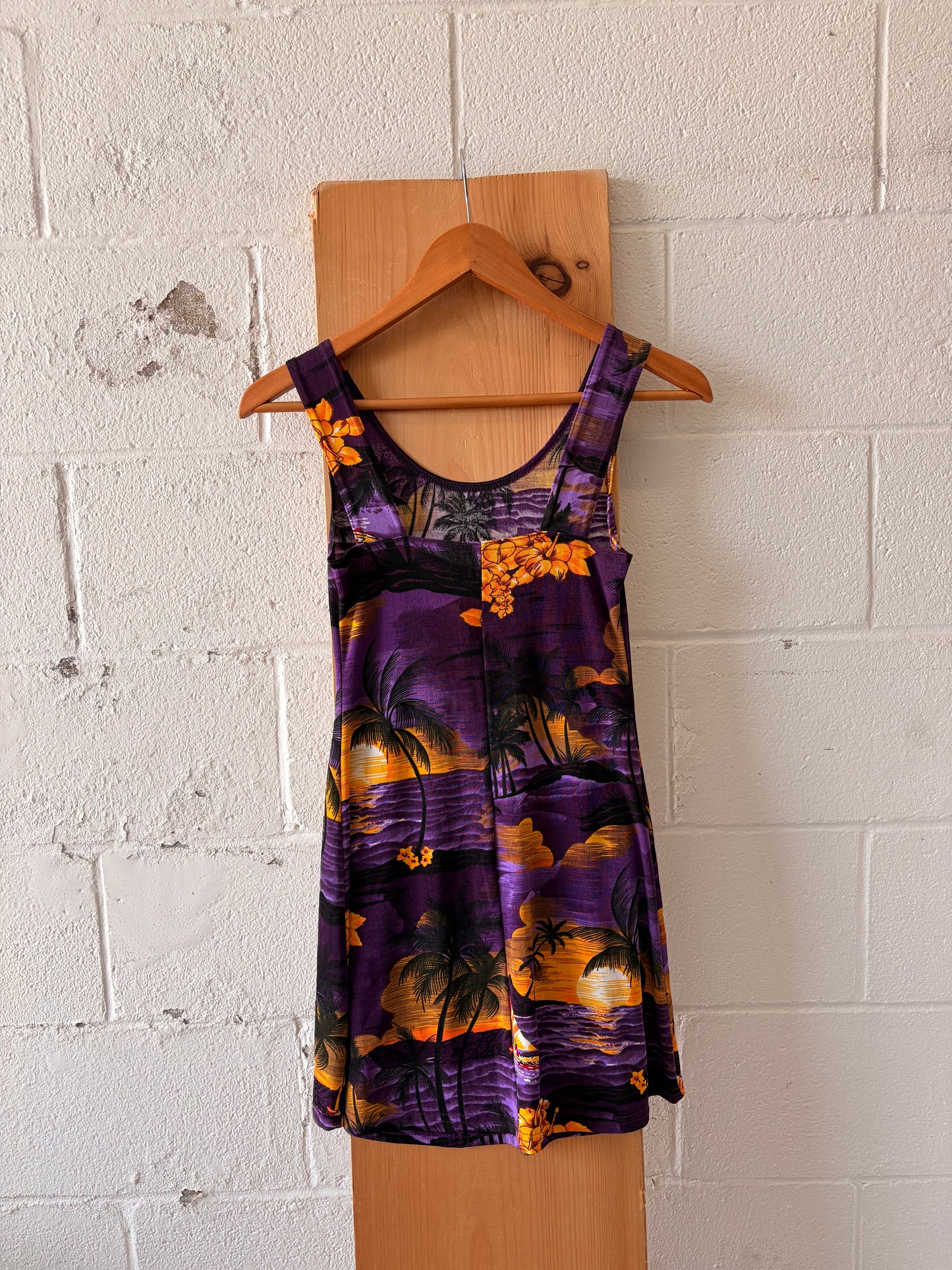 Vtg 90s Mesh Tropical Patterned Dress : M