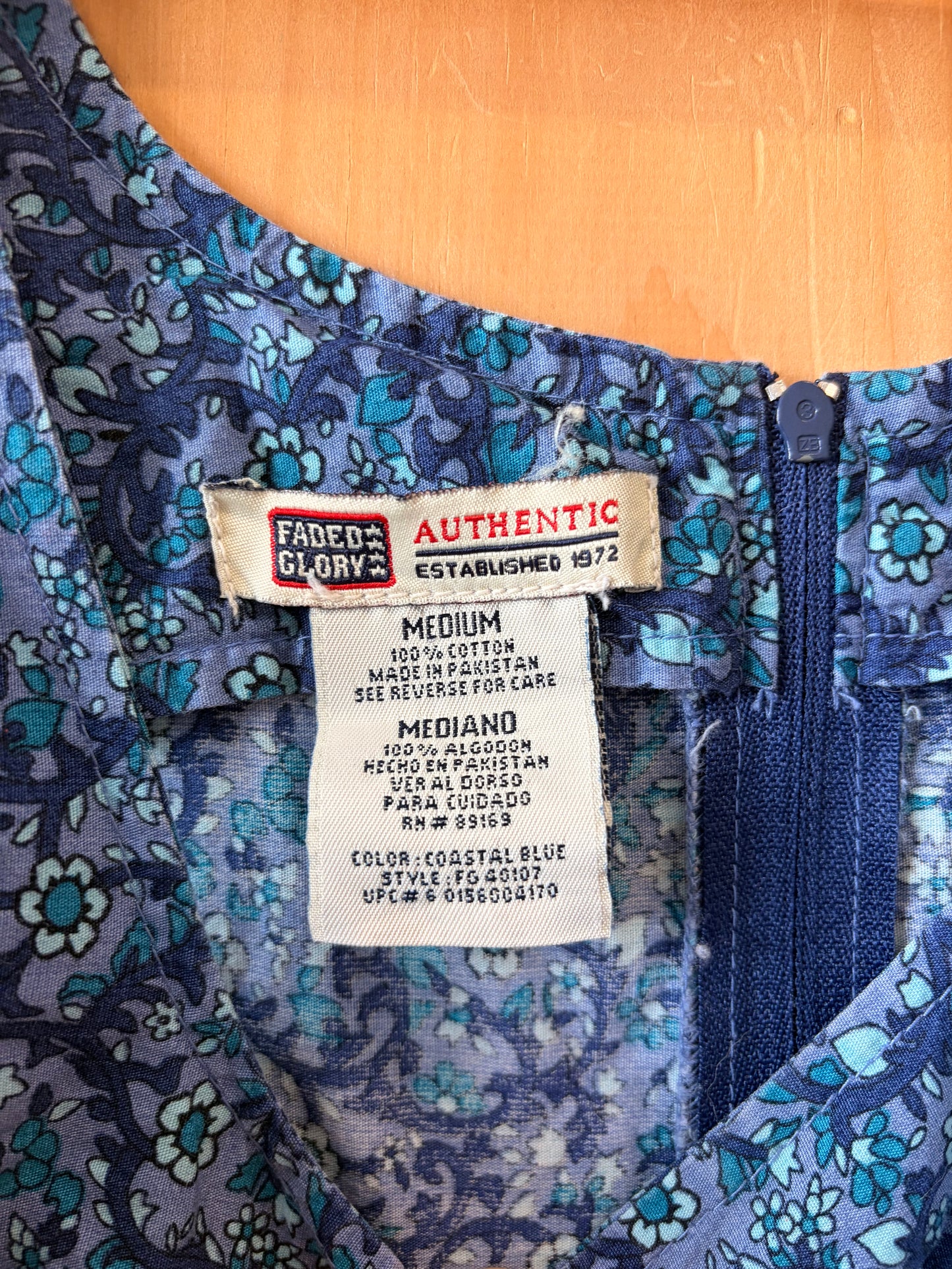 Vtg Blue Floral Dress : M