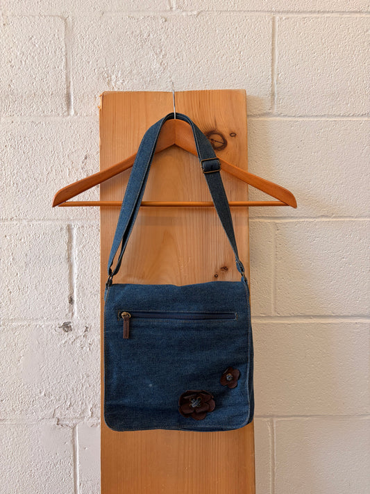 Little Floral Denim Messenger Bag