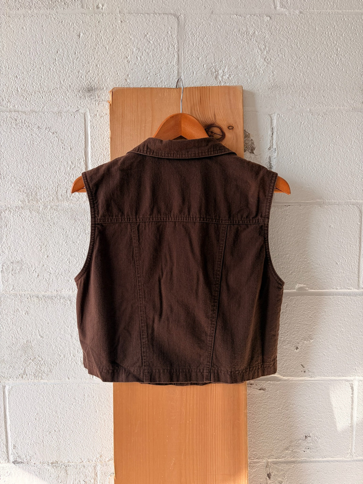 Vtg Brown Denim Vest : M