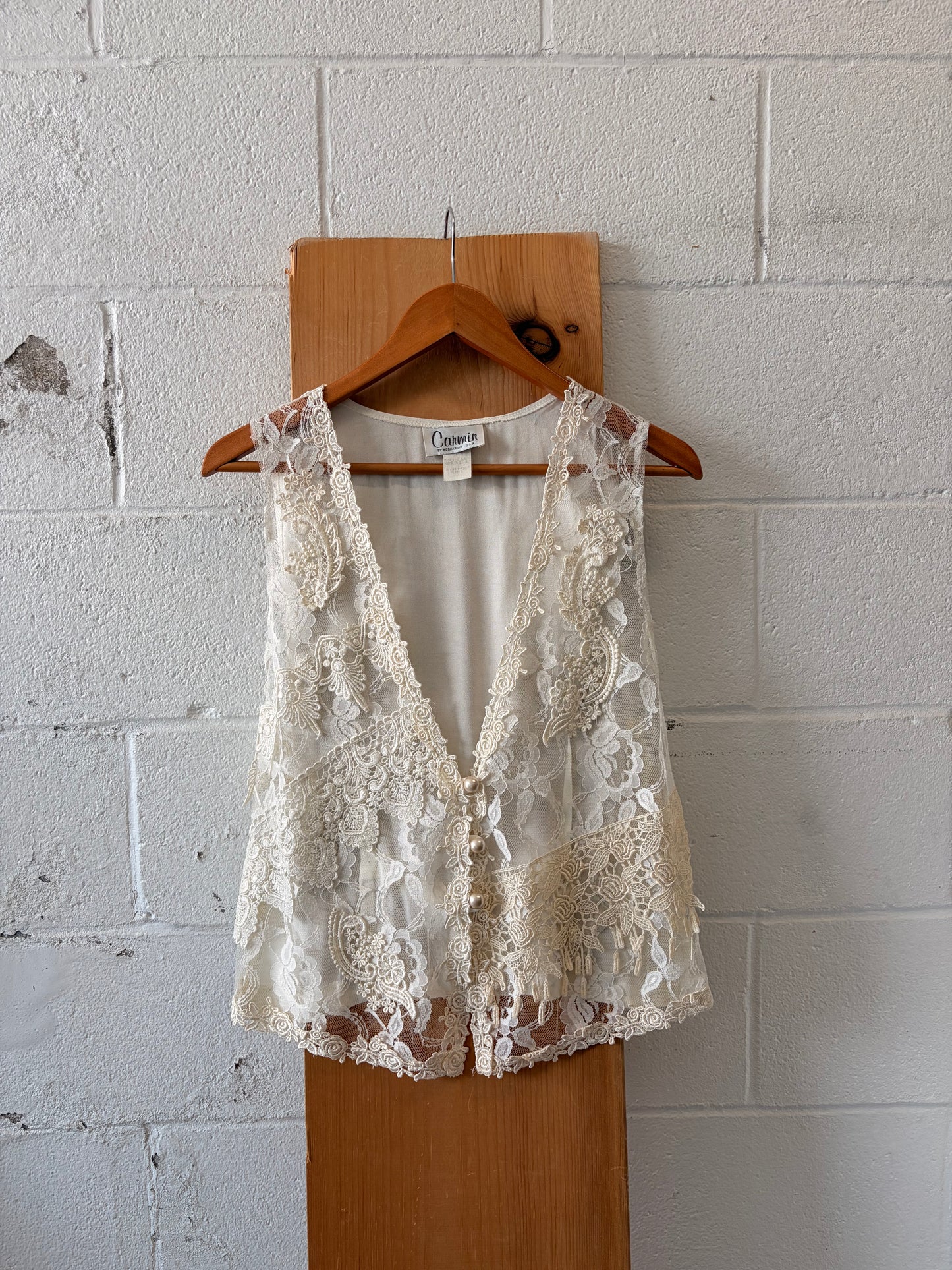 Vtg Sheer Lace Vest : M