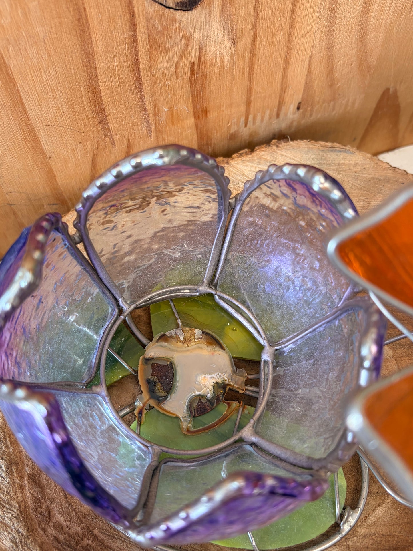 Glass Lotus & Dragonfly Votive Candle Holder (Local Pick Up Only - As Is)